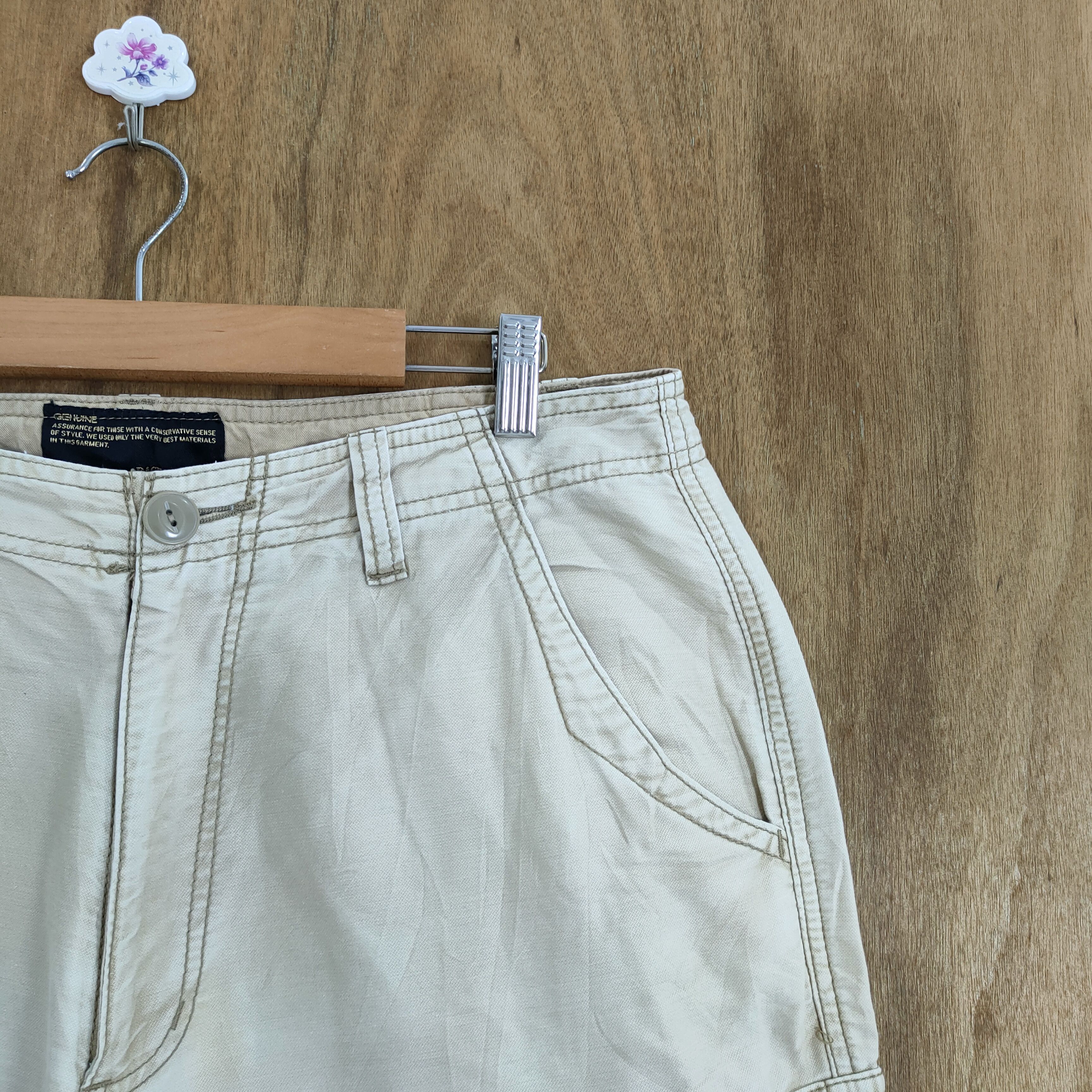 Japanese Brand × Numbers VINTAGE BACK NUMBER WHITE YELLOW BAGGY CARGO PANTS Size US 34 / EU 50 - 7 Thumbnail