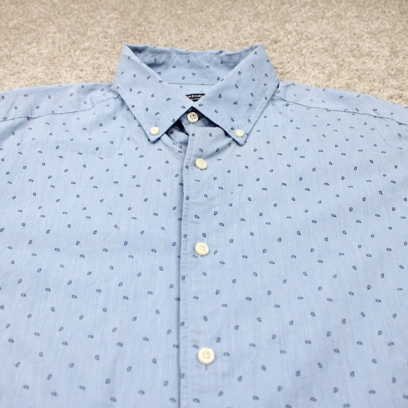 Cremieux Cremieux Classics Shirt Mens Large Blue Geometric AOP All Over Print Cotton L/S Size US L / EU 52-54 / 3 - 5 Thumbnail