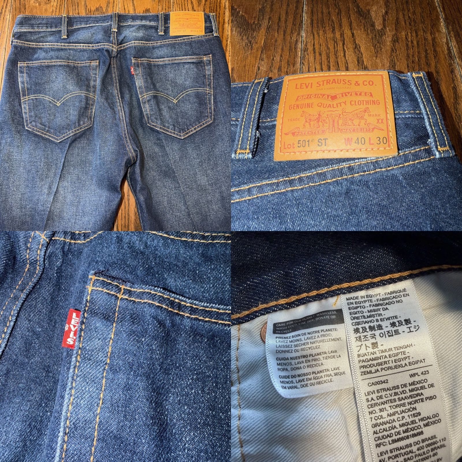 Levi's Levi's 501 ST Jeans Slim Taper Dark Wash Blue Denim Button Fly Men 40x30 Regular Inseam 29" Vintage No Size US 40 / EU 56 - 8 Thumbnail
