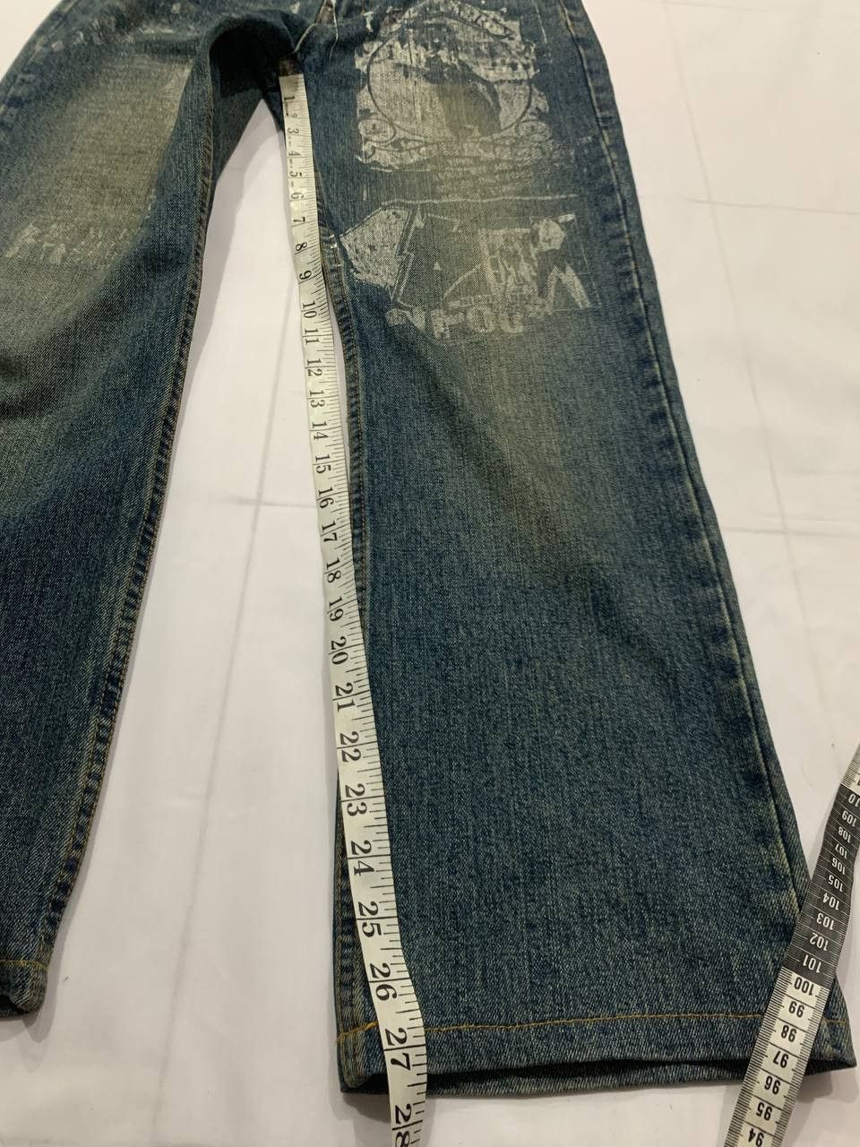 Japanese Brand Vintage 2000s WFour Japan Printed Face Jeans Size US 30 / EU 46 - 15 Thumbnail