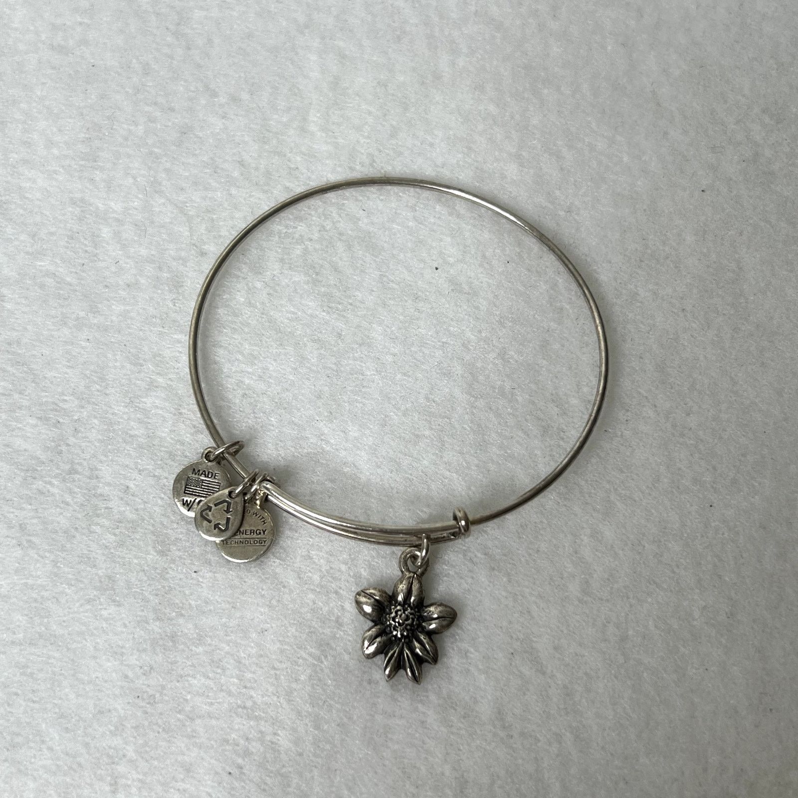 Other Alex and Ani Silver Apple Blossom Charm Bangle Bracelet Size ONE SIZE - 2 Thumbnail
