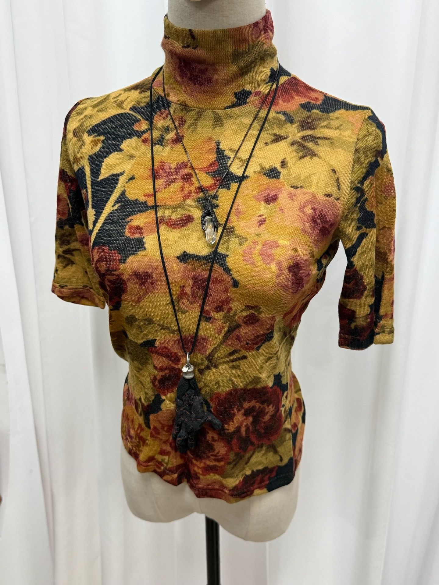 Dries Van Noten Dries van Noten Floral Short-Sleeve Turtleneck Size S / US 4 / IT 40 - 1 Thumbnail