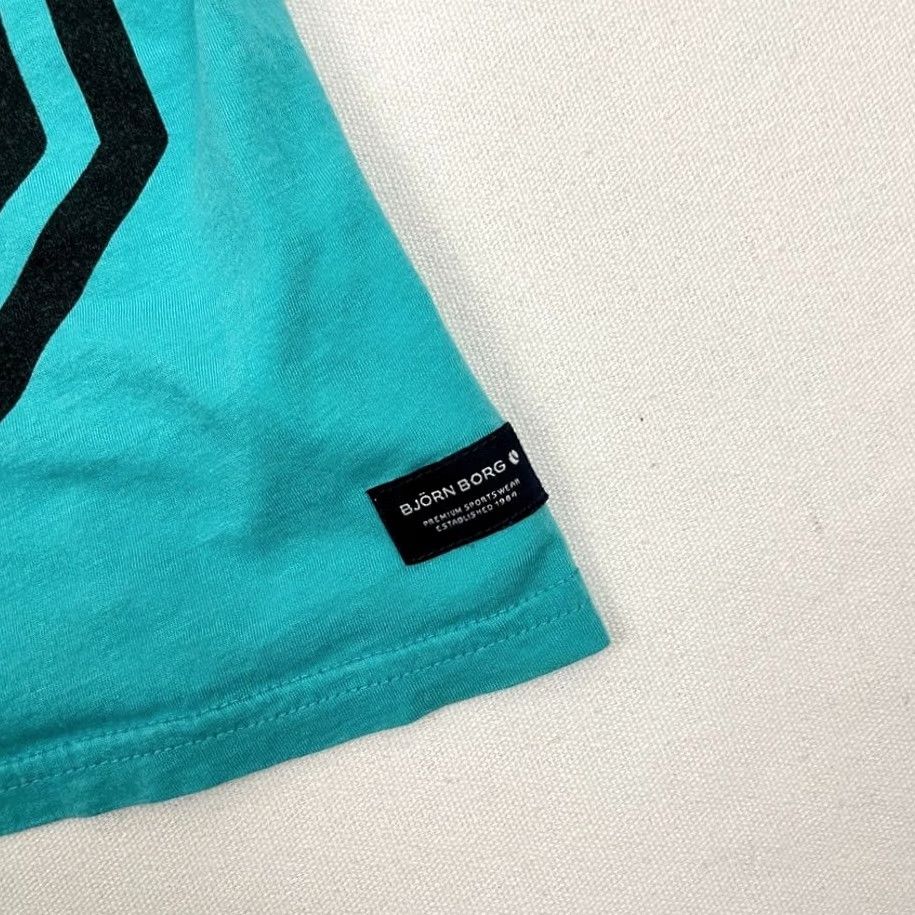 Vintage Bjorn Borg Shirt Mens XL Blue Teal Active Tennis Workout Training Liam Graphic Print Size US XL / EU 56 / 4 - 3 Thumbnail