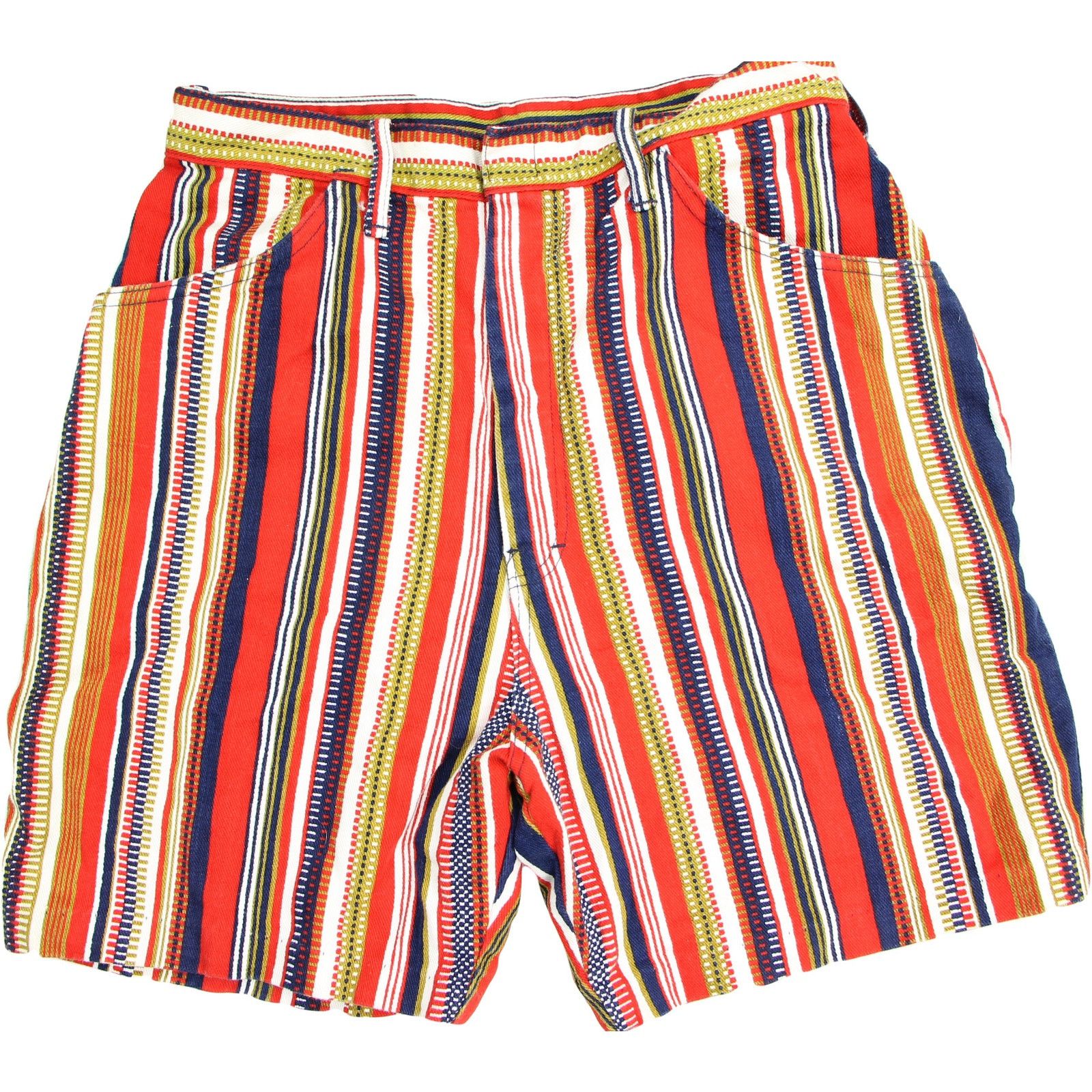 Vintage Vintage Striped Denim Shorts High Waist Size US 27 - 6 Thumbnail