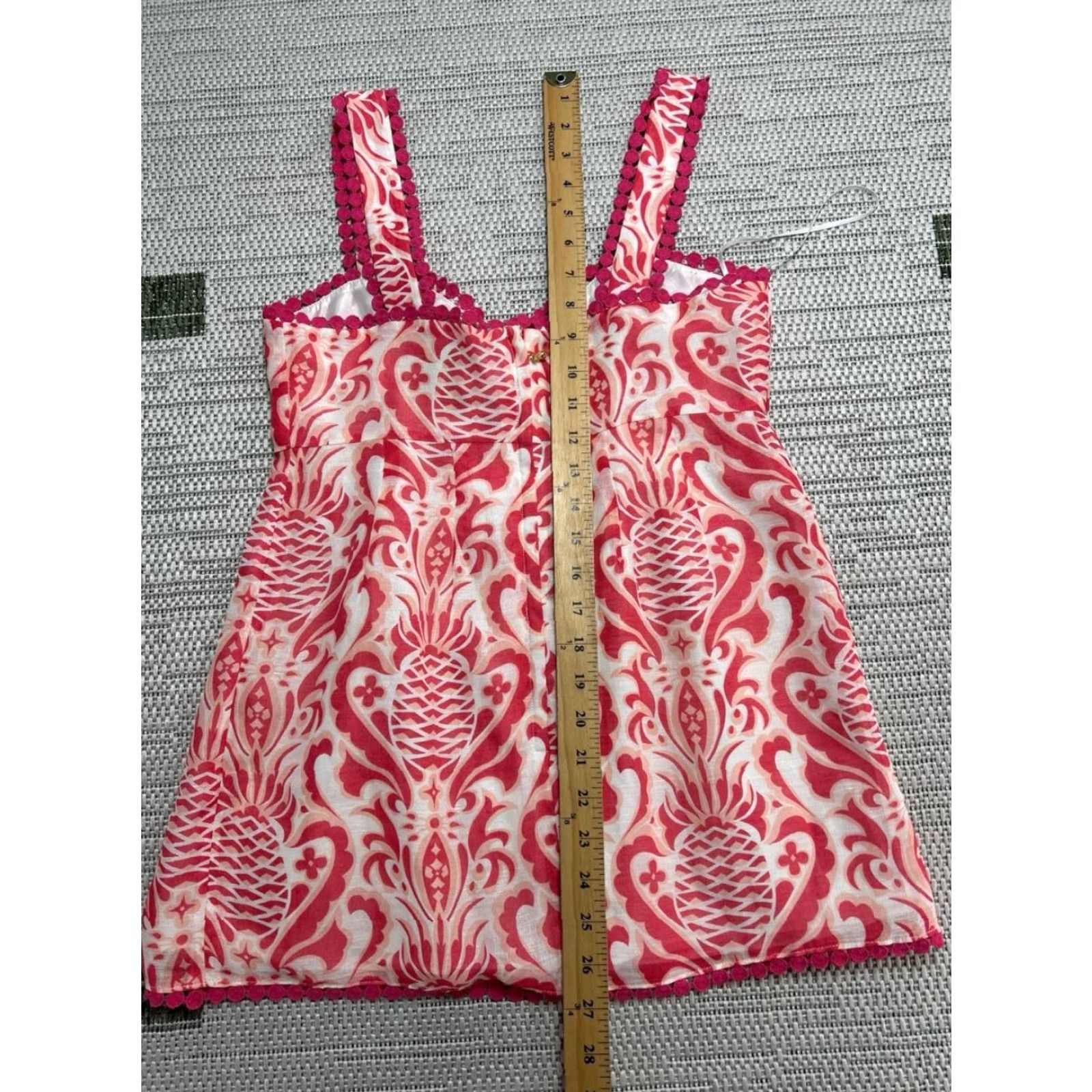 Vintage kate spade new york Blouse Top Womens 4 Pink Linen Silk Pineapple Print Sleeveless V-Neck Zip Casual Lightweight Easy Care Size S / US 4 / IT 40 - 5 Thumbnail
