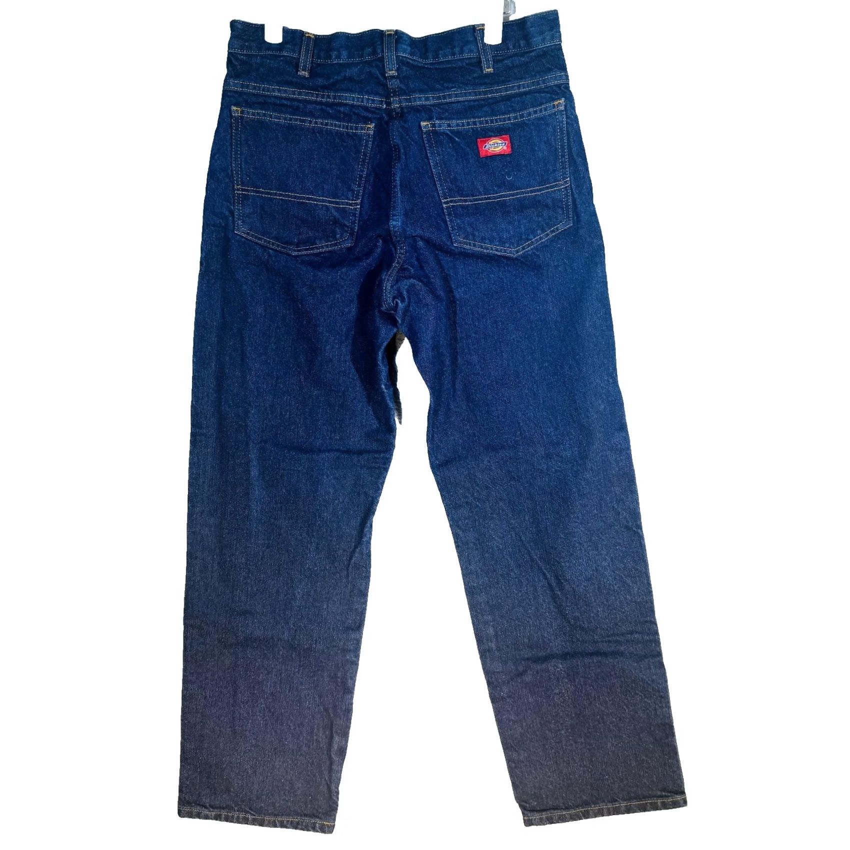 Dickies Dickies Jeans Mens 32x30 Blue Dark Wash Straight Relaxed Denim Zip Fly Vintage No (Logo) USA Size US 32 / EU 48 - 6 Thumbnail