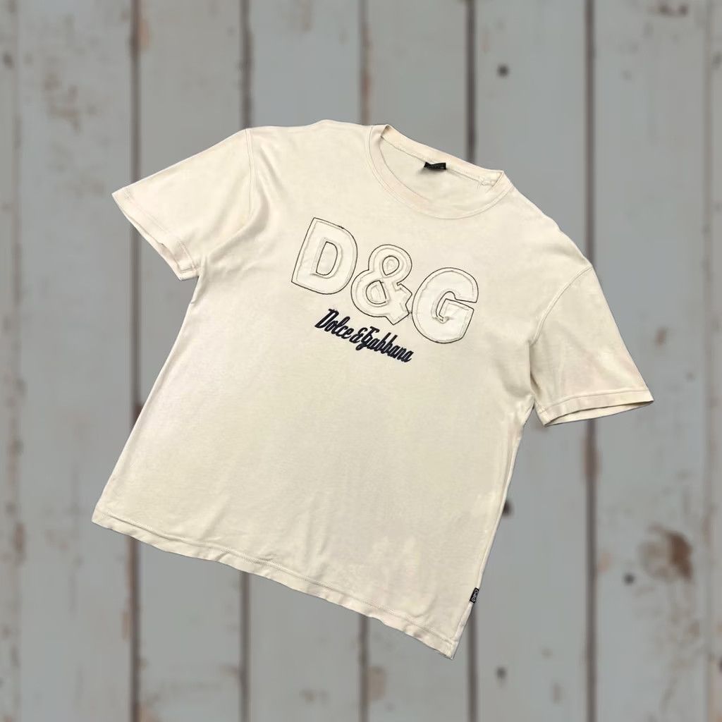 Dolce & Gabbana VINTAGE Dolce&Gabbana Big Logo 90s T Shirt Men L Beige DG Logo Crew Neck Short Sleeve Cotton Regular Mens Size US L / EU 52-54 / 3 - 1 Thumbnail