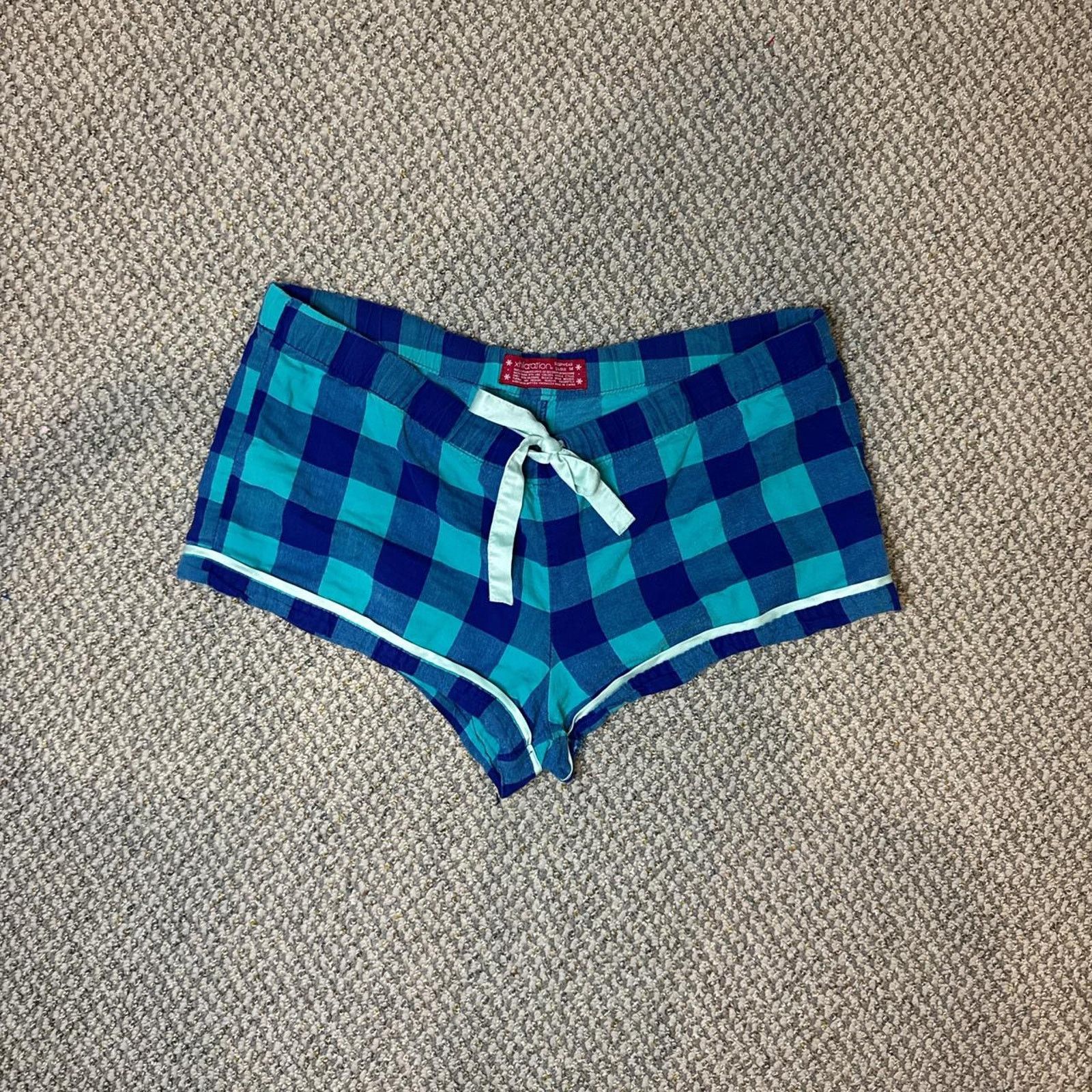 Other Y2K vintage plaid low rise blue mini micro shorts Size 36" / US 14 / IT 50 - 2 Thumbnail