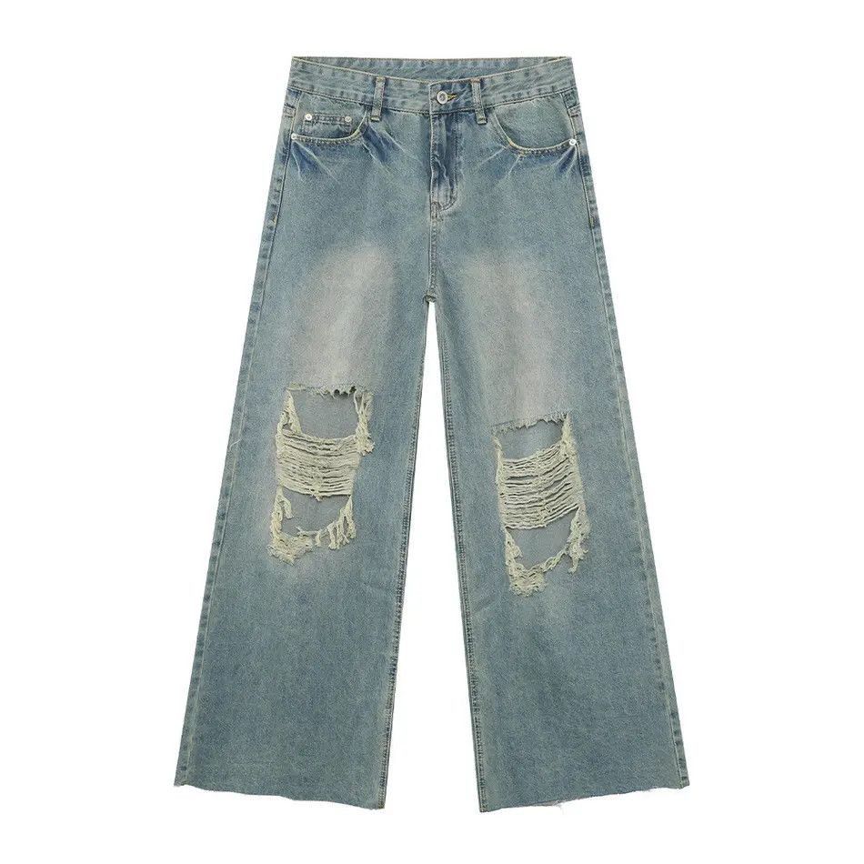 Japanese Brand Retro tassel ripped straight leg jeans Size US 32 / EU 48 - 5 Thumbnail