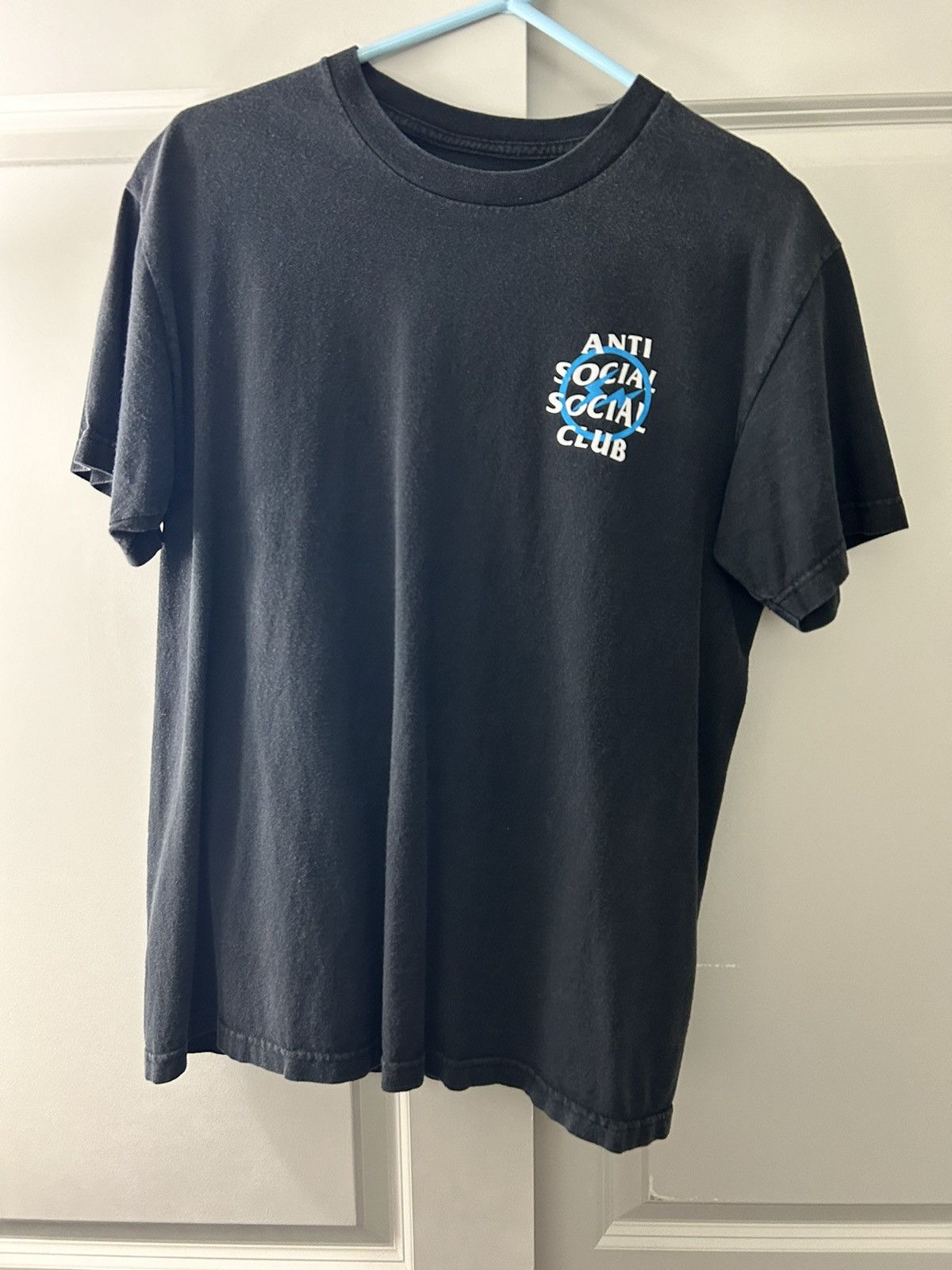 image of Anti Social Social Club X Fragment Blue Bolt Tee (Fw19) in Black, Men's (Size Large)