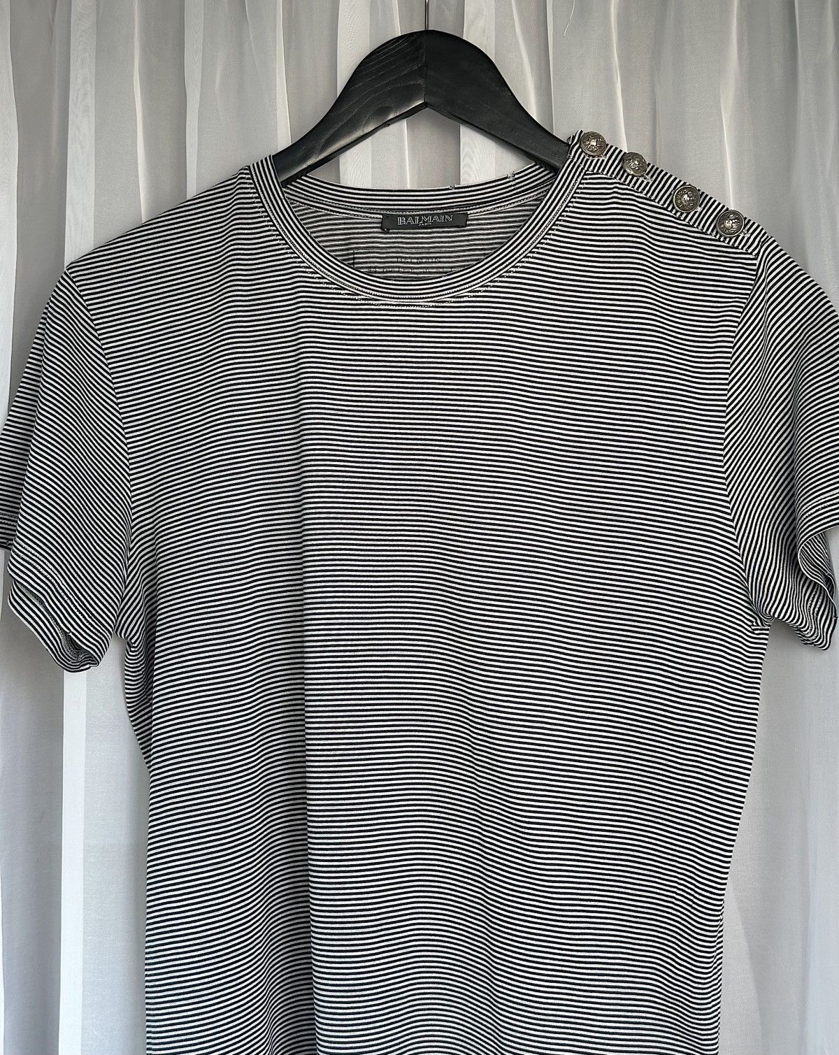 Balmain BALMAIN SS 2015 Striped Distressed Button TShirt decarnin Size US M / EU 48-50 / 2 - 4 Thumbnail