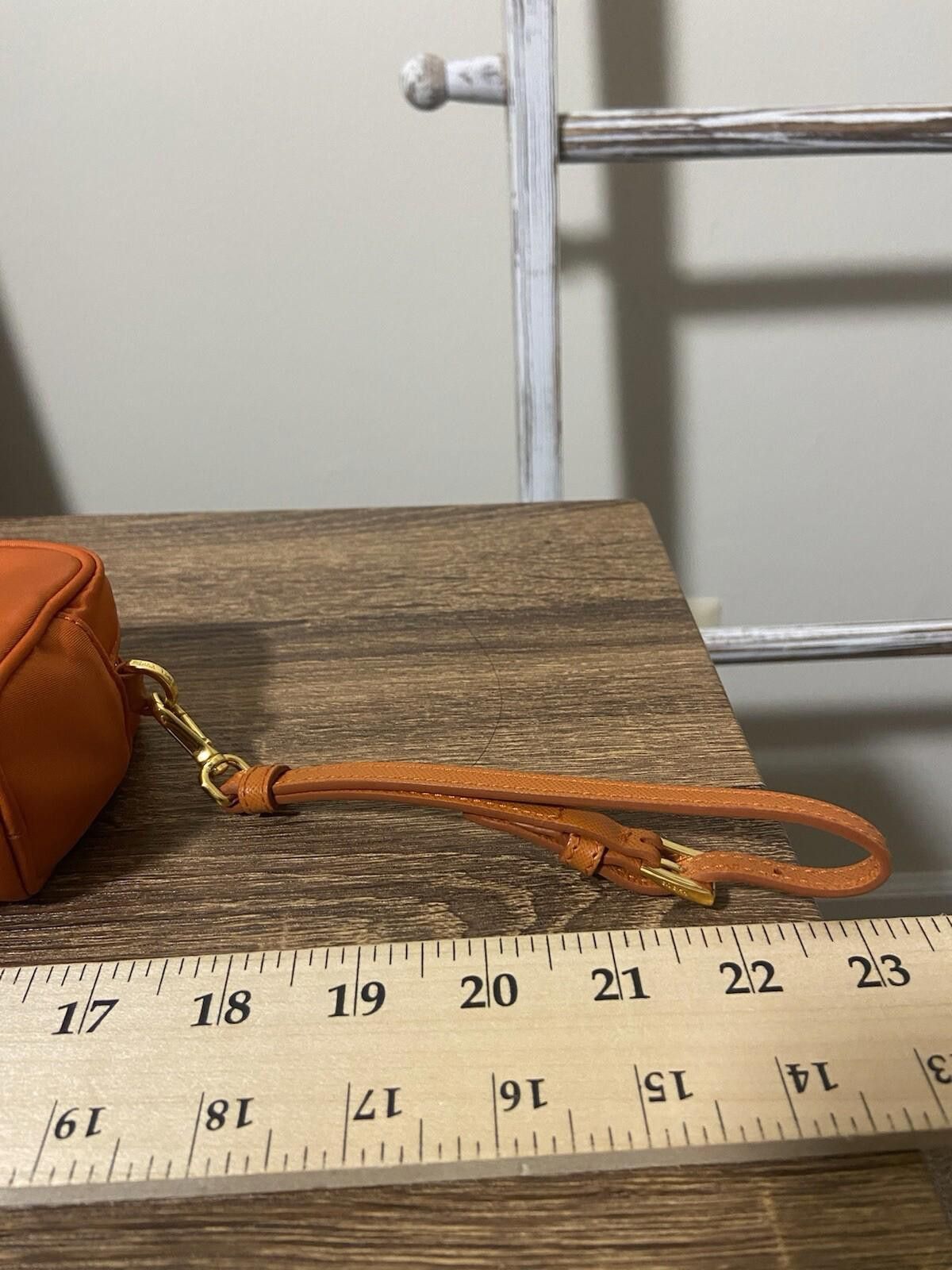 Prada Prada Tessuto orange nylon saffiano logo-lined clutch pouch Size ONE SIZE - 8 Thumbnail