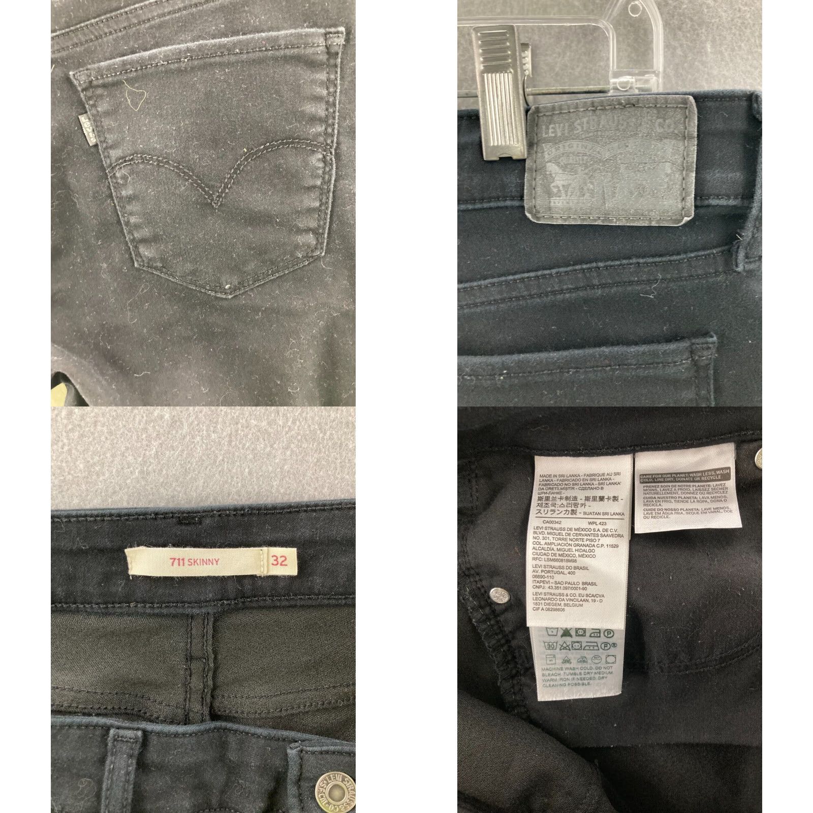 Levi's Levi's 711 Skinny Jeans Womens 32x30 Black Denim Jeans Slim Mid Rise Cotton Blend Regular Color Black 711 Skinny Womens Jeans 32x30 Black Levi's Size 24" / US 00 / IT 34 - 8 Thumbnail
