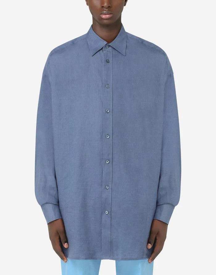 Dolce & Gabbana o1y0125 Linen Shirt in Slate Blue Size US S / EU 44-46 / 1 - 2 Thumbnail