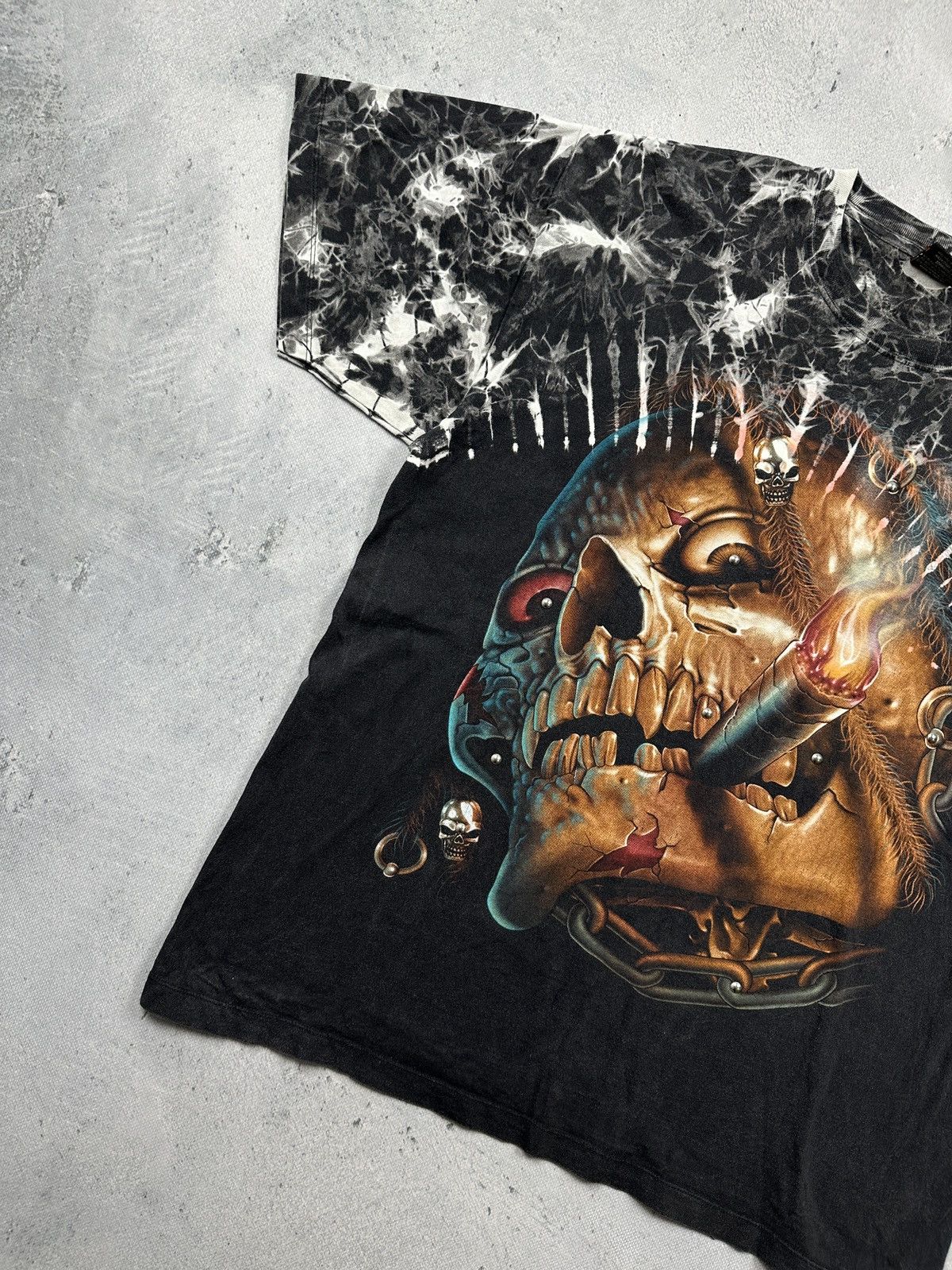 Affliction Survivors Smoking Skull All Over Studded Graphic Rock N Roll Size US XL / EU 56 / 4 - 2 Thumbnail