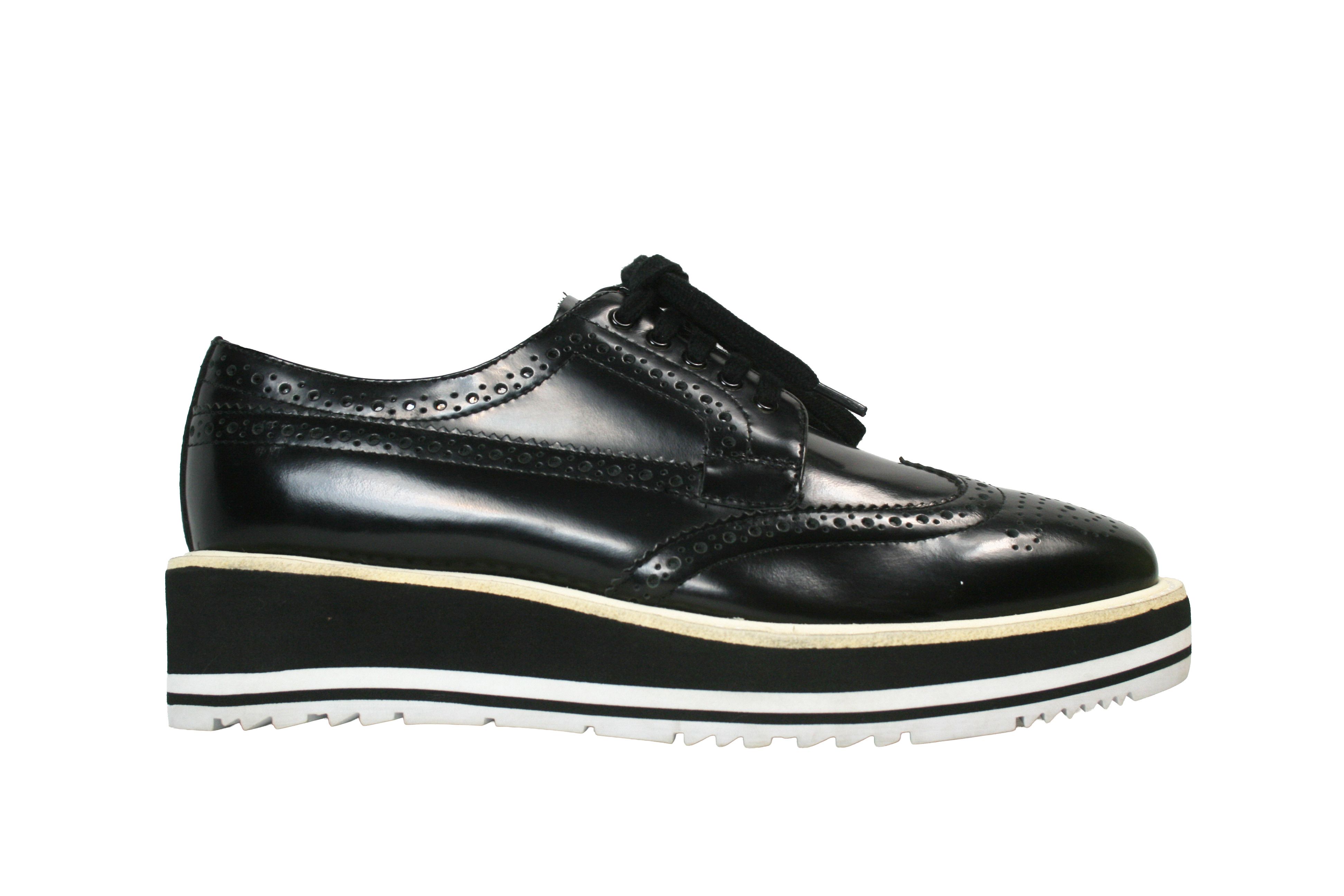 Prada Wingtip Brogue Platform Patent Leather Derby Size US 7 / IT 37 - 1 Thumbnail