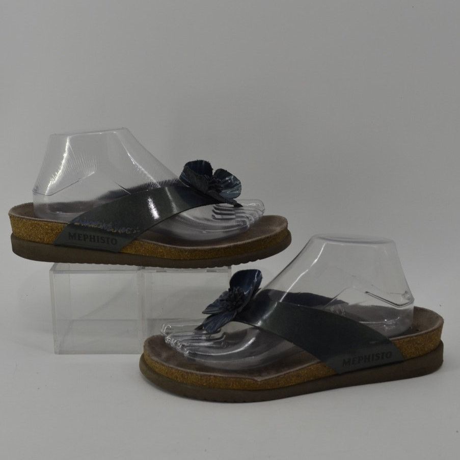 Mephisto Mephisto Wms Euro 39 US 9 Sandal Blue Floral Thong Sandal Size US 9 / IT 39 - 4 Thumbnail