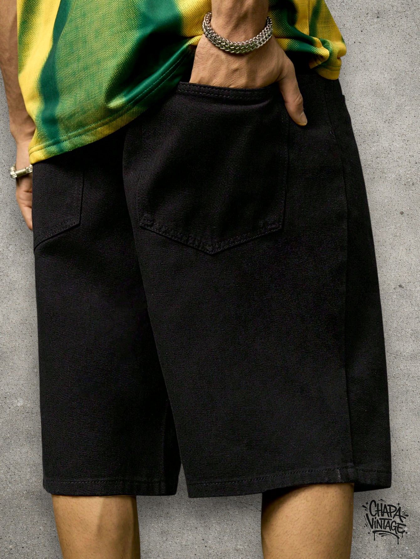 Vintage Classic black denim shorts Size US 32 / EU 48 - 3 Thumbnail