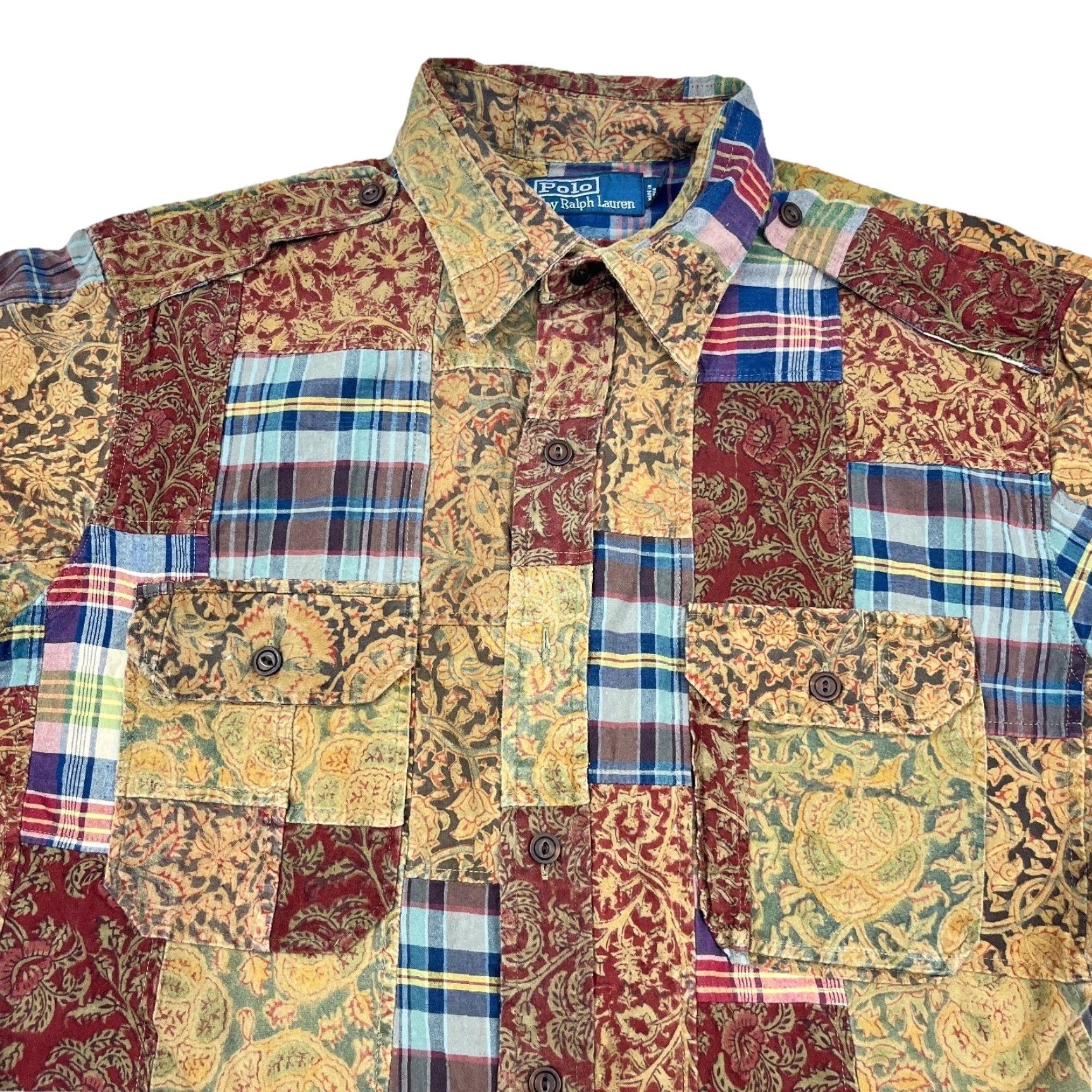 Polo Ralph Lauren VINTAGE Polo Ralph Lauren Shirt Men Large Brown Patchwork Paisley Plaid India Size US L / EU 52-54 / 3 - 3 Thumbnail