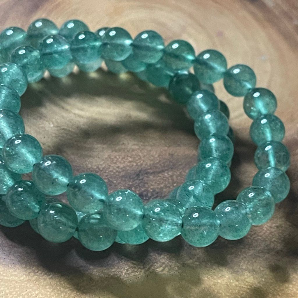 Other Green strawberry quartz beaded stretch bracelet 6mm 7.5”new Size ONE SIZE - 4 Thumbnail