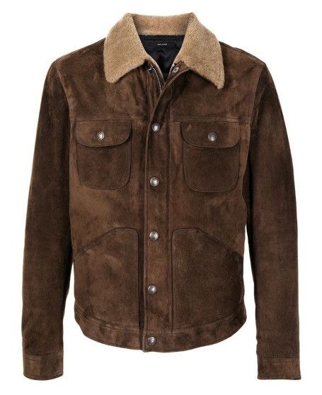 image of Tom Ford O1Sm1Stk0124 Cashmere Suede Sharing Trucker Jacket In Brown, Men's (Size Large)