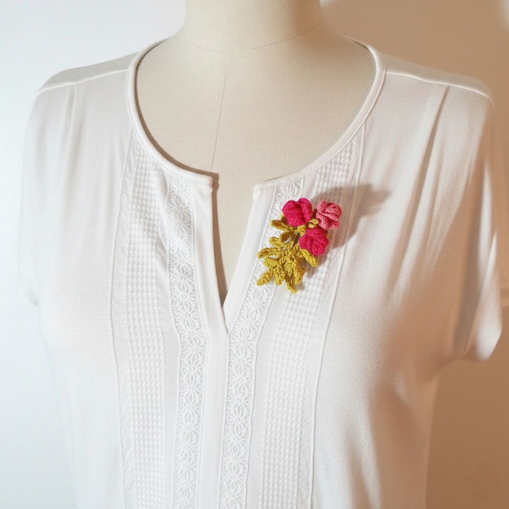 Handmade Rose Corsage Pink Floral Magnetic Brooch Lapel Pin Boutonnie Size ONE SIZE - 6 Thumbnail