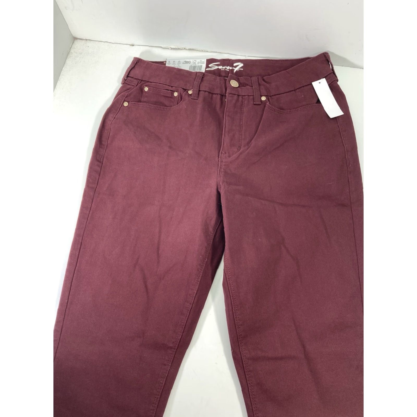Vintage Seven7 Jeans Women 10 30X31 High Rise Stretch Skinny Denim NWT Maroon Red Size 32" / US 10 / IT 46 - 5 Thumbnail
