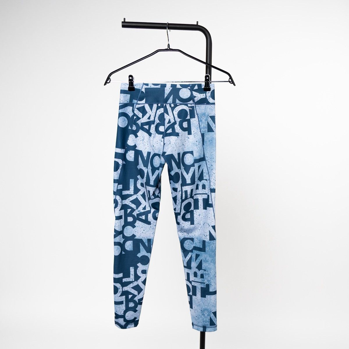 Adidas Adidas Womens Blue Graphic Leggings Athletic Stretch Gym Size 27" / US 4 / IT 40 - 2 Thumbnail