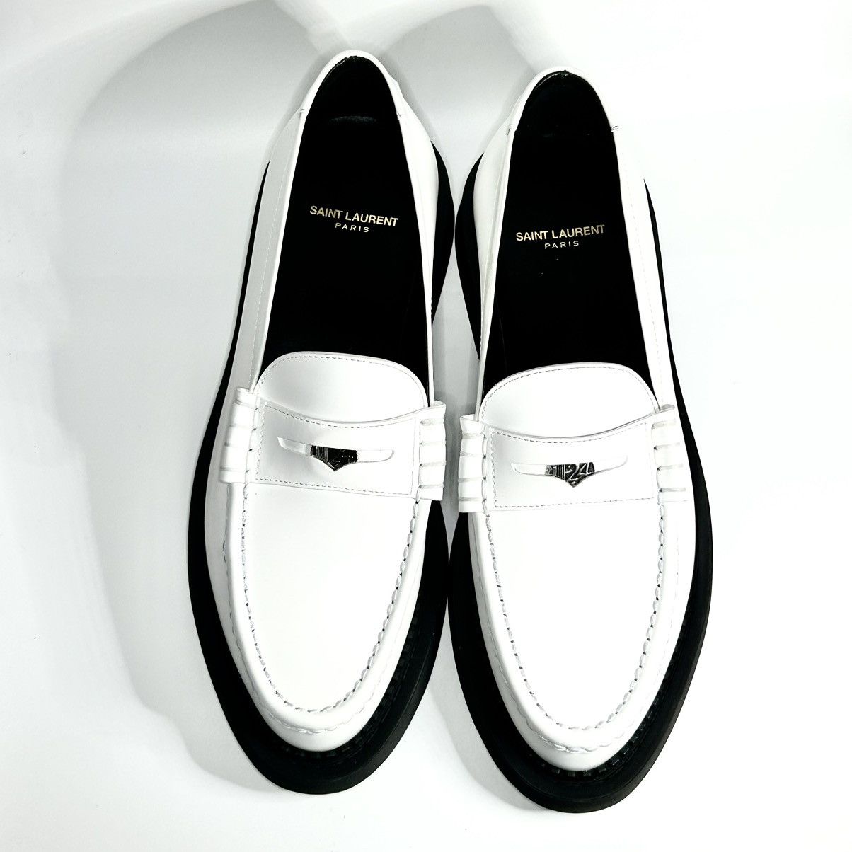 New Saint Laurent Teddy 10 White Penny Loafer Size 42EU/9US