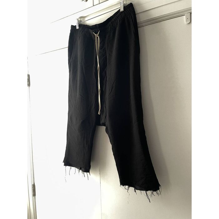 Rick Owens Double Layer Distressed Cropped Drawstring Pants | Grailed