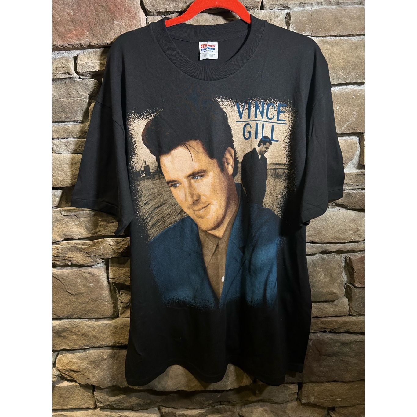 Hanes VTG Vince Gill Concert Tour T-Shirt Black Short Sleeve Singl Size US XL / EU 56 / 4 - 1 Thumbnail