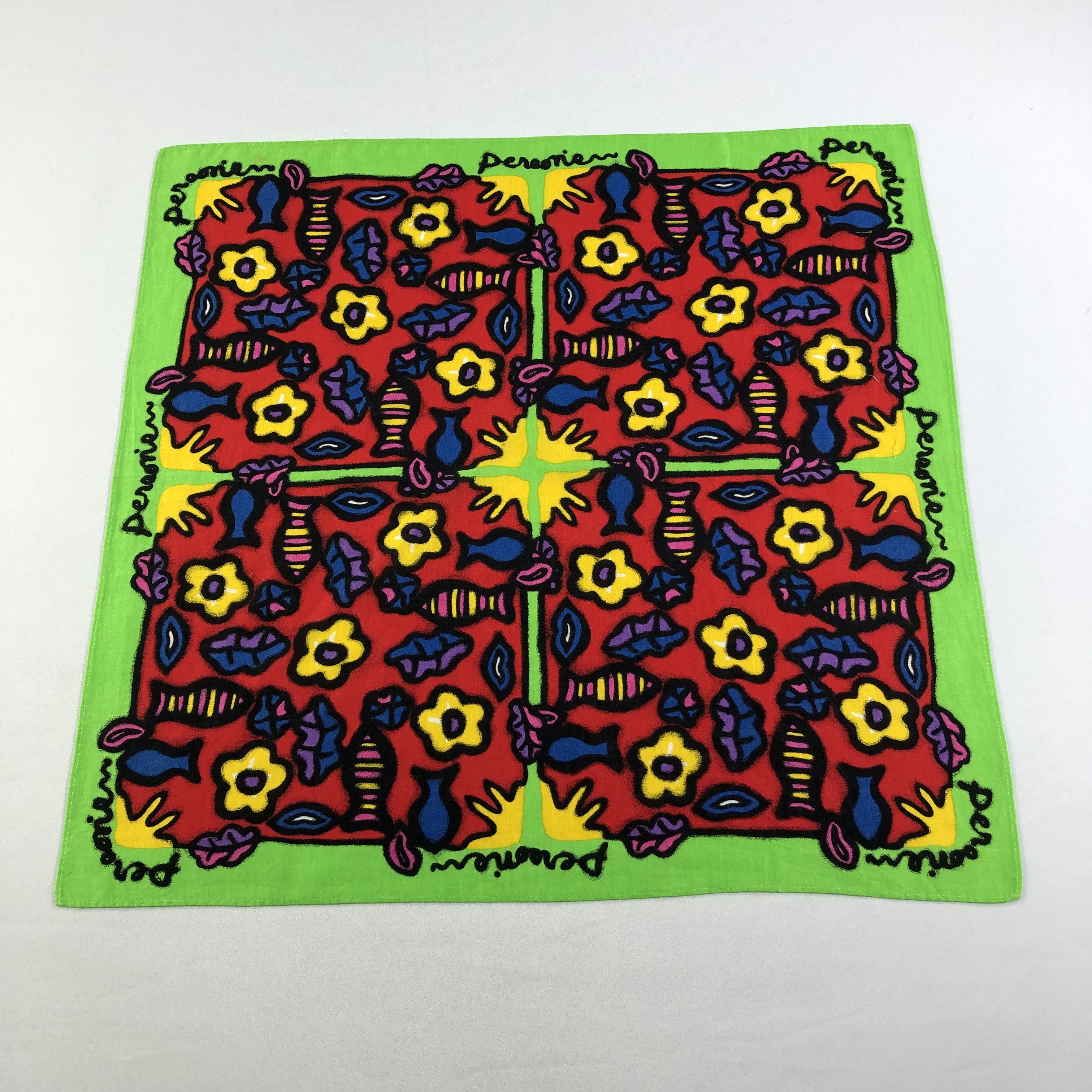 Vintage Pereorien Abstract Handkerchief Neckerchief Bandana H2155 Size ONE SIZE - 2 Thumbnail
