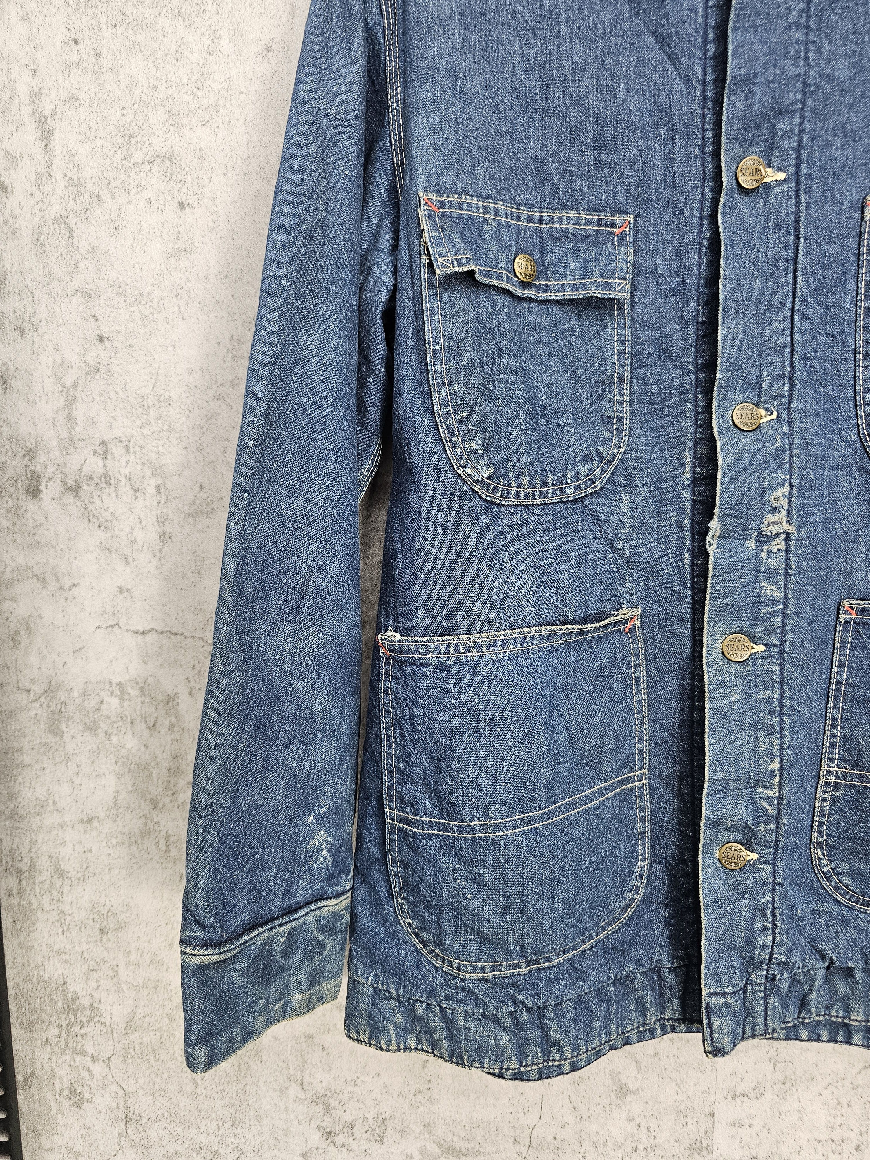 Sears Vintage 80's SEARS Work Outerwear Wool Denim Jacket J0077 Size US M / EU 48-50 / 2 - 8 Thumbnail