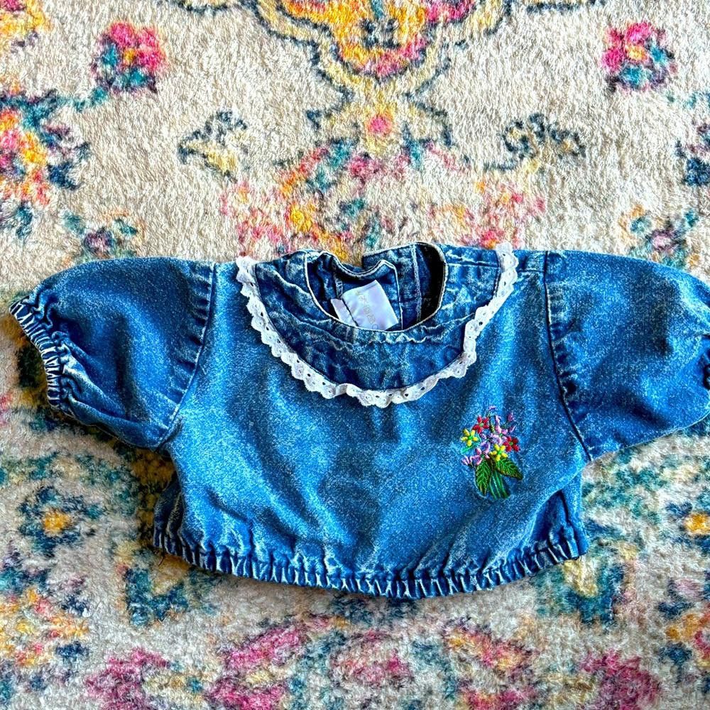 Designer Vintage Embroidered Crop Top for Kids Size US XXS / EU 40 - 1 Thumbnail