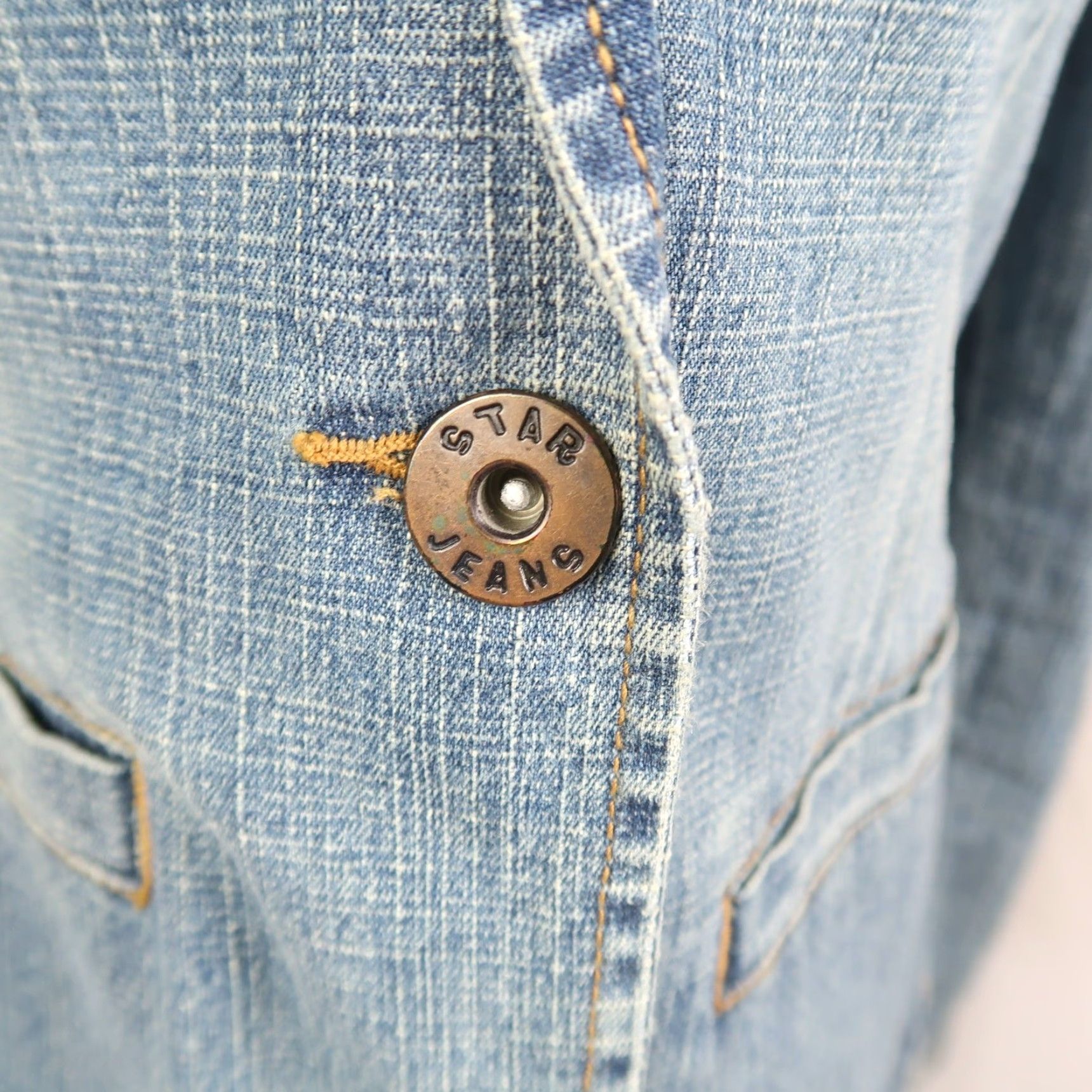 Vintage VINTAGE Star Jeans Denim Blazer Jacket M Women Blue 90s Casual Long Sleeve Button Closure Size 32" / US 10 / IT 46 - 5 Thumbnail