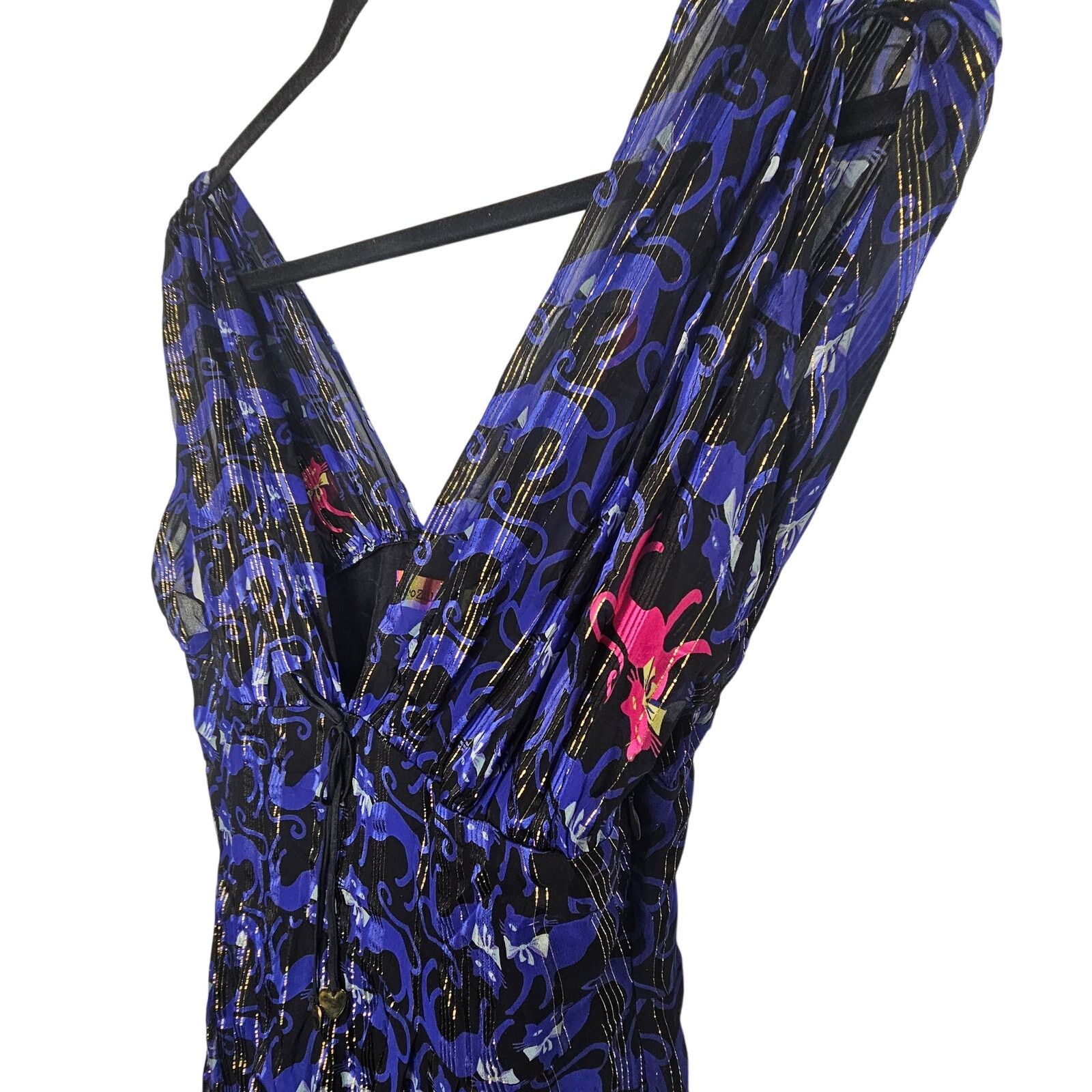 Zilli Petro Zillia Silk Babydoll Dress Cat Print Witchy Whimsigoth Size M / US 6-8 / IT 42-44 - 7 Thumbnail