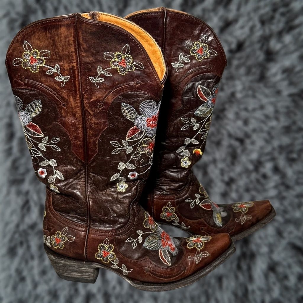 Old Gringo VINTAGE Old Gringo Bonnie Floral Embroidered Cowboy Western Boots Women 7 B Brown Leather Western 90s Ladies Mens? Size US 7 / IT 37 - 1 Thumbnail