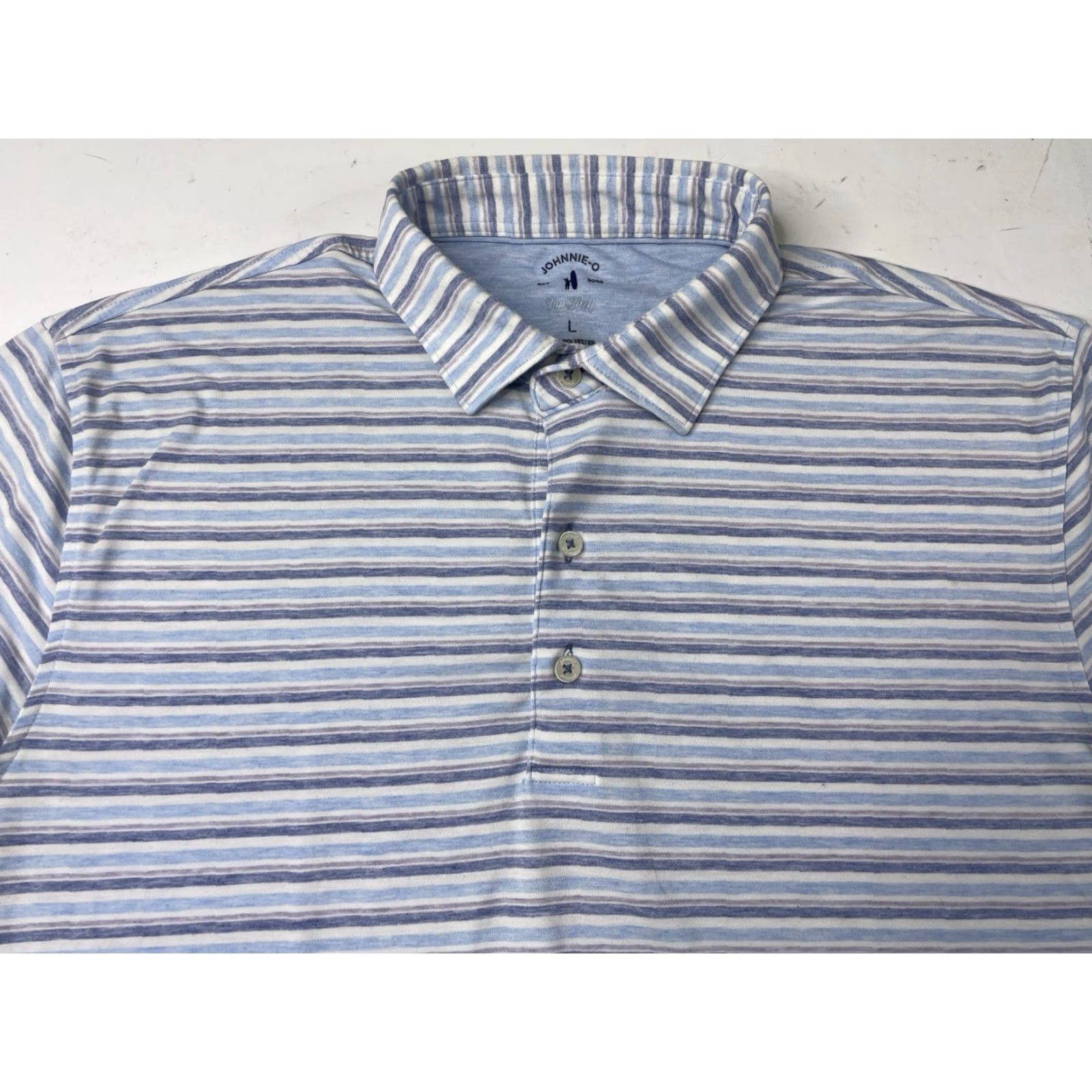 johnnie-O johnnie-O Polo Shirt Men Large Striped Performance Golf Top Shelf Malibu Malcolm Multicolor Regular Breathable Stretch Logo Polo Size US L / EU 52-54 / 3 - 2 Thumbnail
