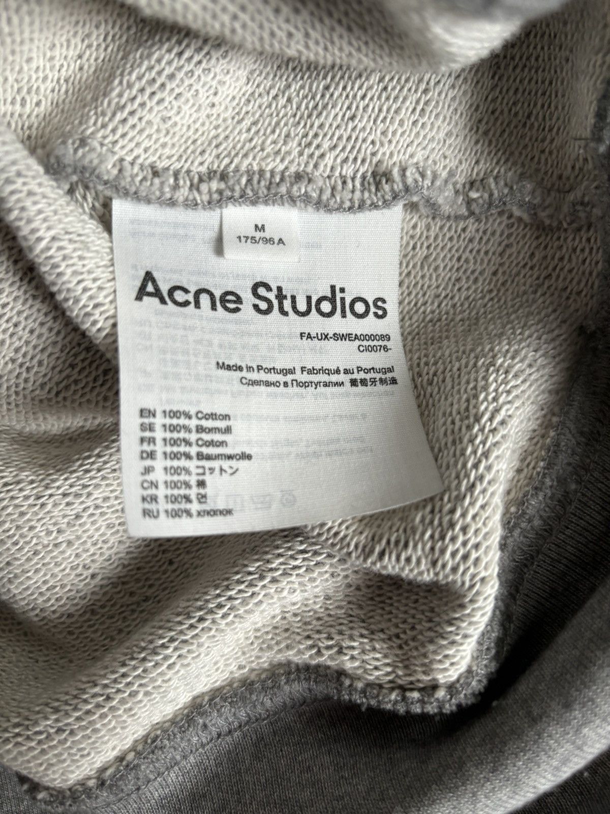 Acne Studios GREY COTTON SWEATSHIRT Size US M / EU 48-50 / 2 - 5 Thumbnail