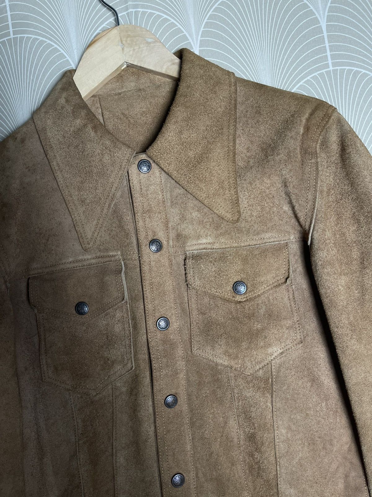 Genuine Leather × Homemade × Vintage 70s SUEDE RAWHIDE LEATHER BIKER JACKET Size US S / EU 44-46 / 1 - 9 Thumbnail