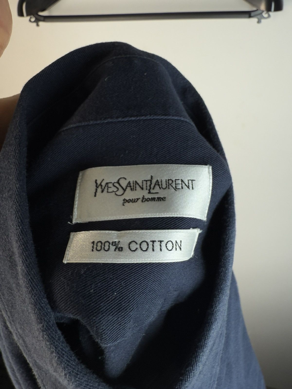 Yves Saint Laurent Heavy YSL Shirt Cotton Navy Size US L / EU 52-54 / 3 - 4 Thumbnail