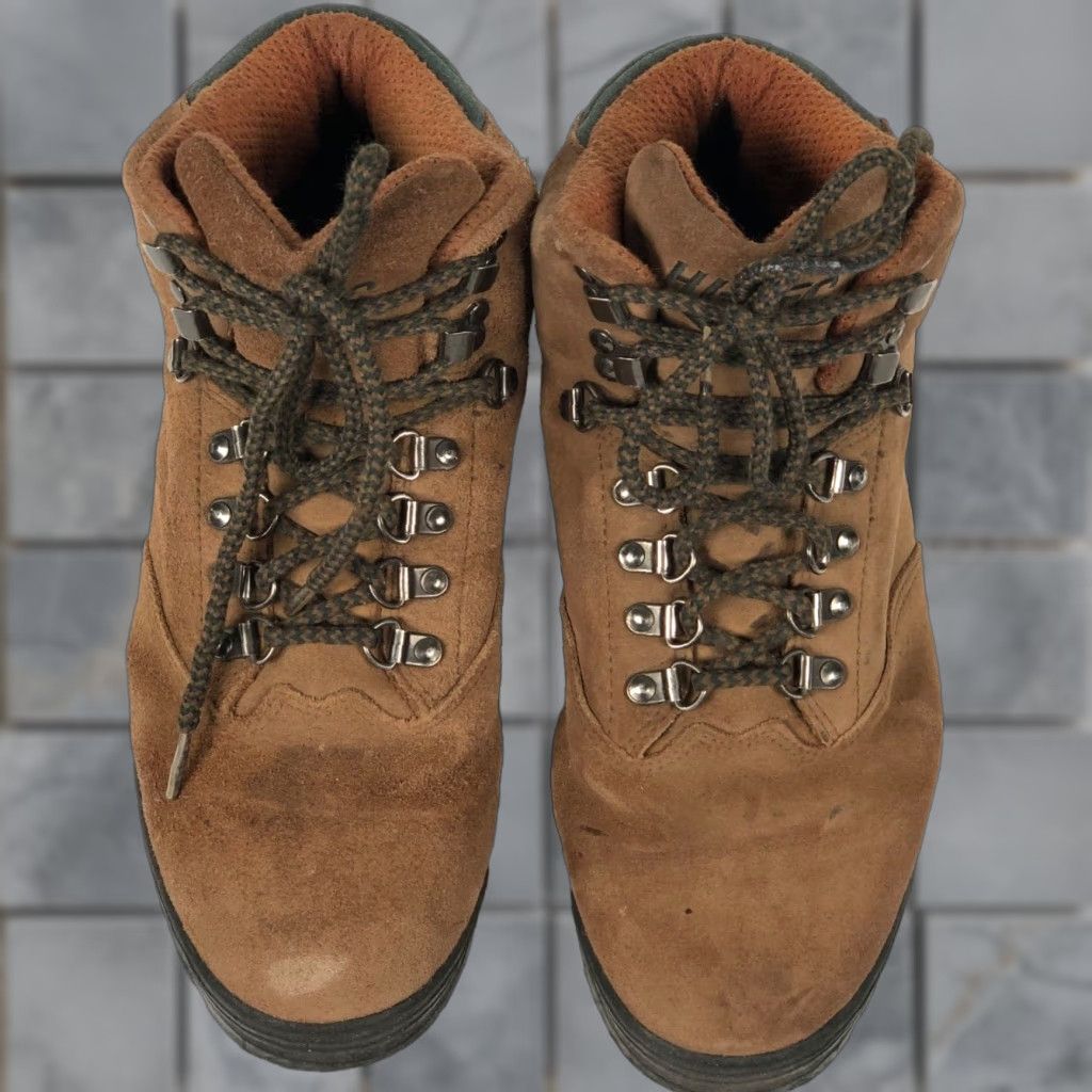 Hi Tec Alpine Mens Boot Ankle Leather Brown Suede Boots Lace Up Round Toe 10 Outdoor Hiking Classic Boots Men