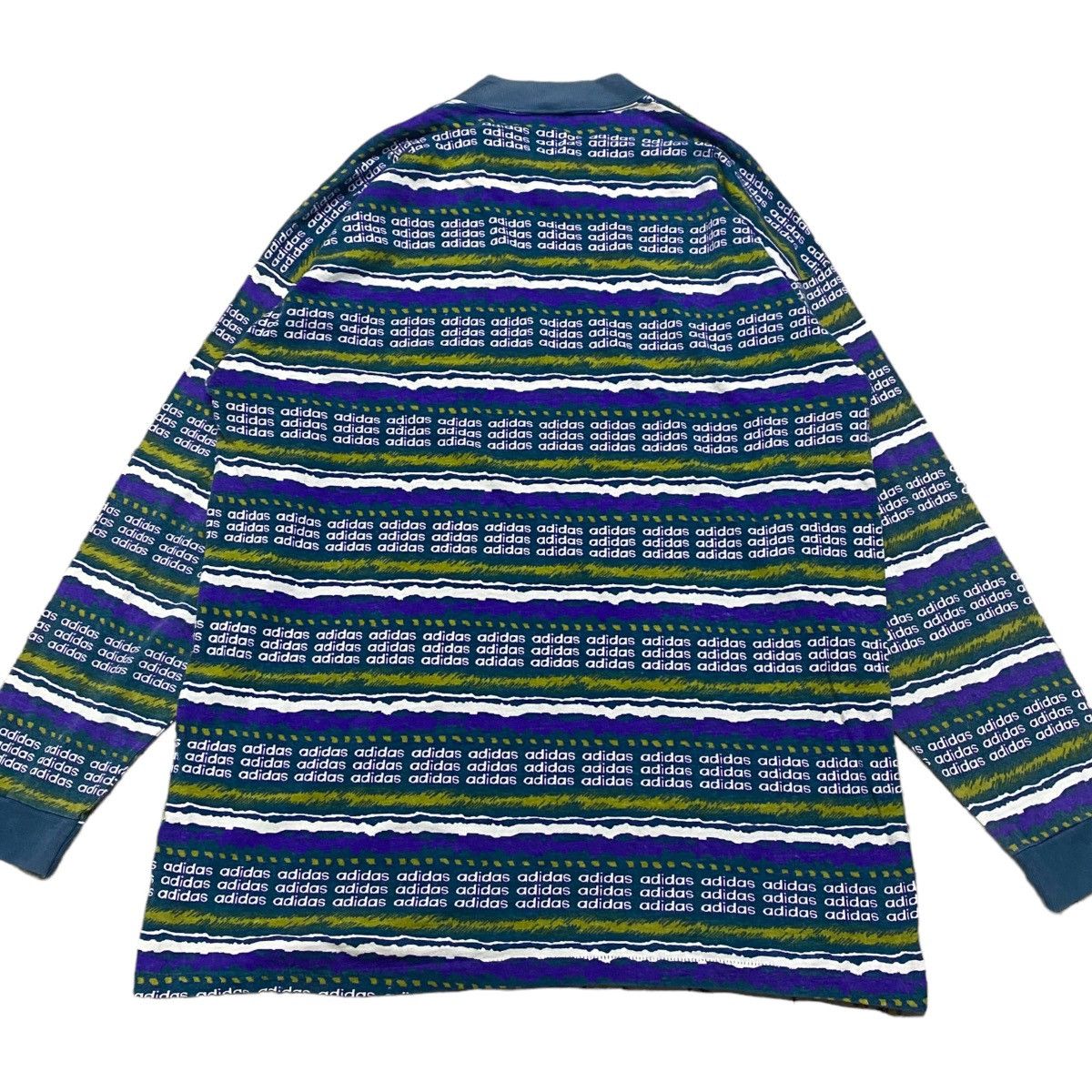 Vintage Vintage 90s Adidas Longsleeve All Over Print Striped Size US M / EU 48-50 / 2 - 2 Thumbnail