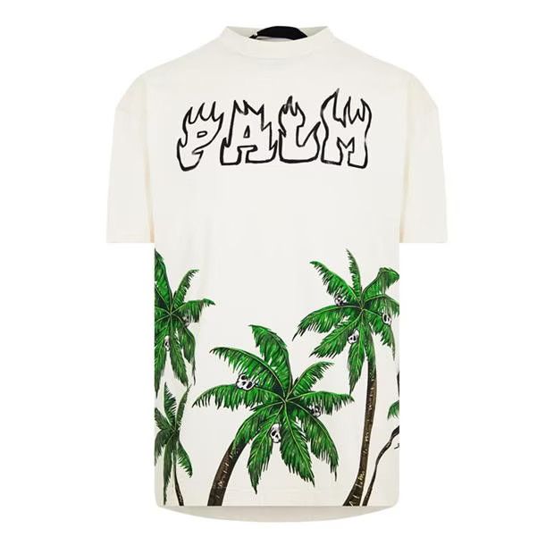 image of Palm Angels O1G2R1Mq0524 T-Shirts In White & Multi, Men's (Size Large)