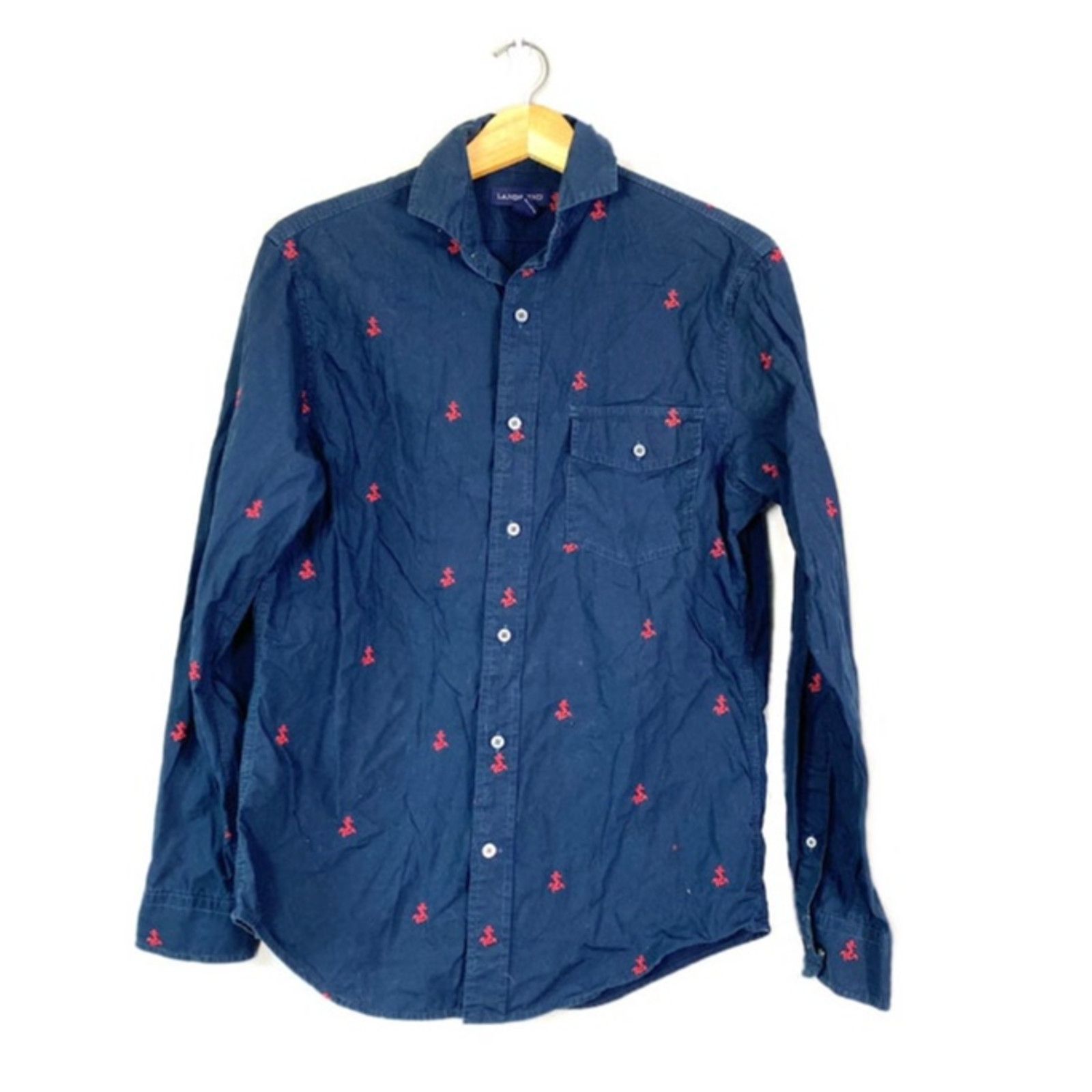 Lands' End Men's Blue Anchor Land's End Button Front Shirt S Size US S / EU 44-46 / 1 - 1 Thumbnail