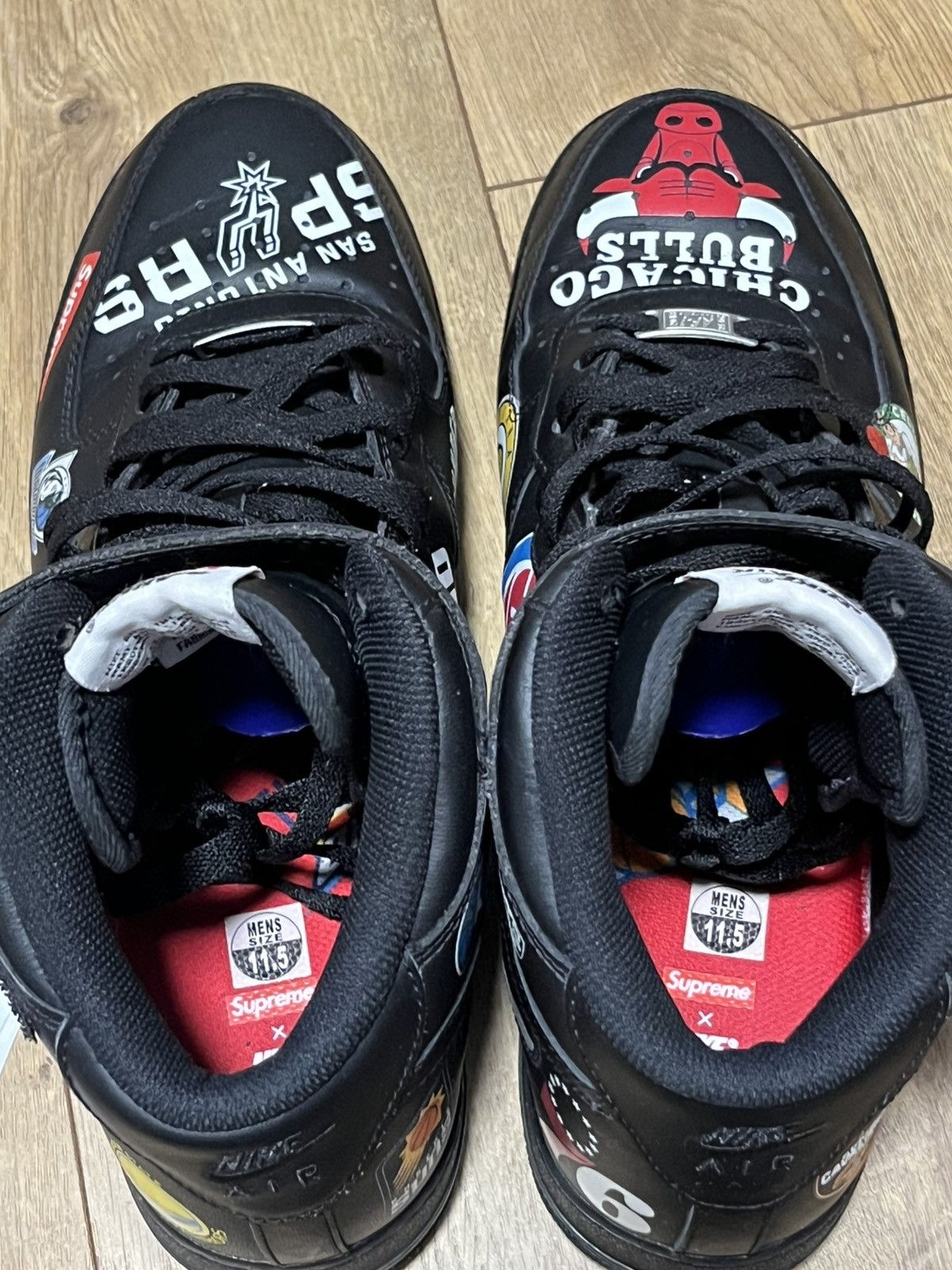 NBA × Nike × Supreme Nike Air Force 1 Mid Supreme NBA Black Size US 11.5 / EU 44-45 - 4 Thumbnail