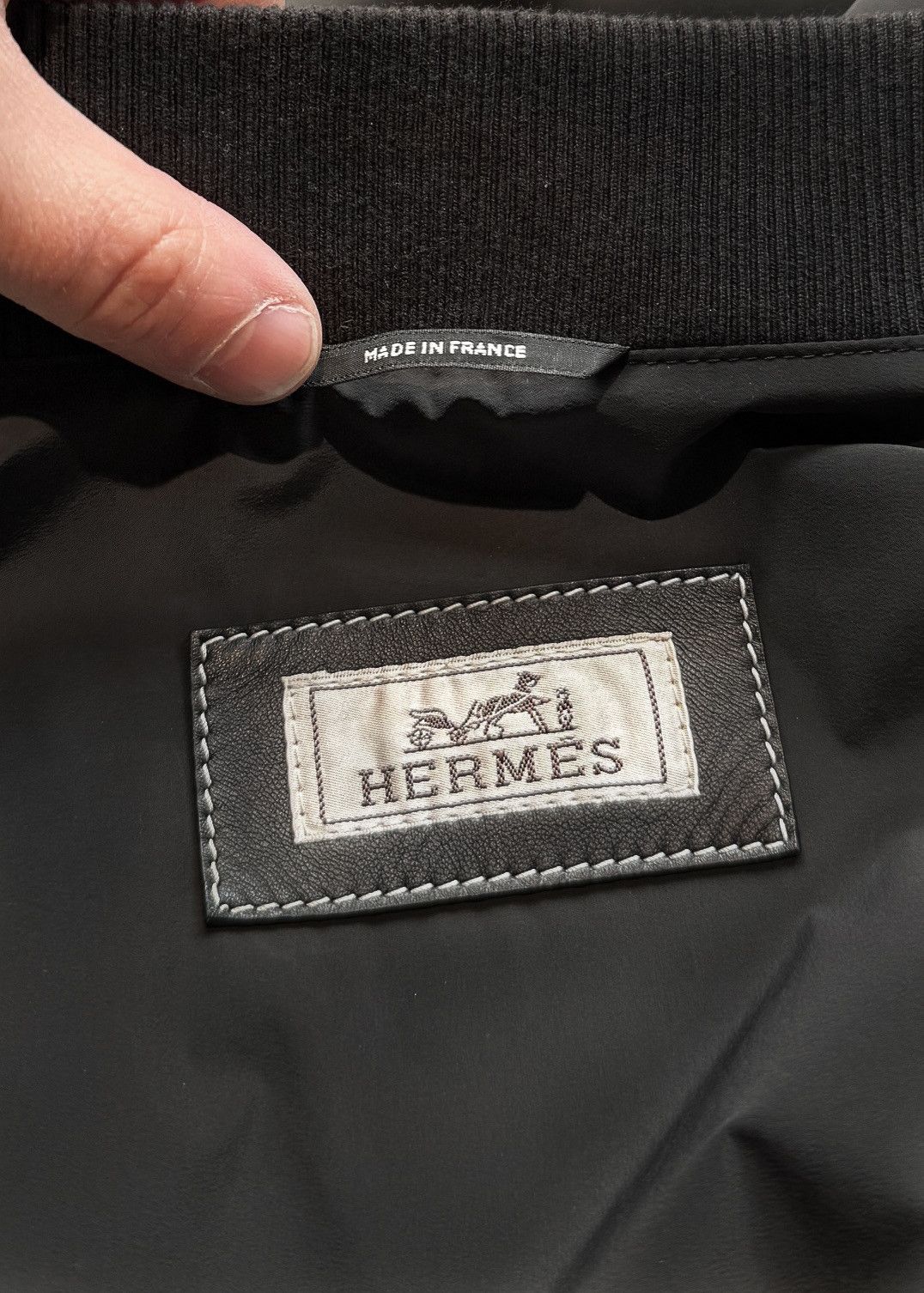 Hermes Hermès Black Leather Detailed Rib-Trim Jacket - 54 IT Size US L / EU 52-54 / 3 - 9 Thumbnail