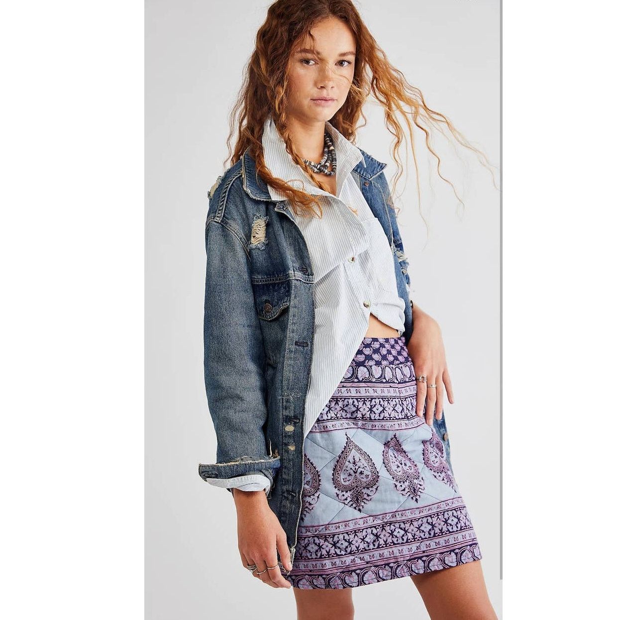 Antik Batik × Free People New Free People Maddy Quilted Skirt ANTIK BATIK $184 SMALL Size 28" / US 6 / IT 42 - 2 Thumbnail