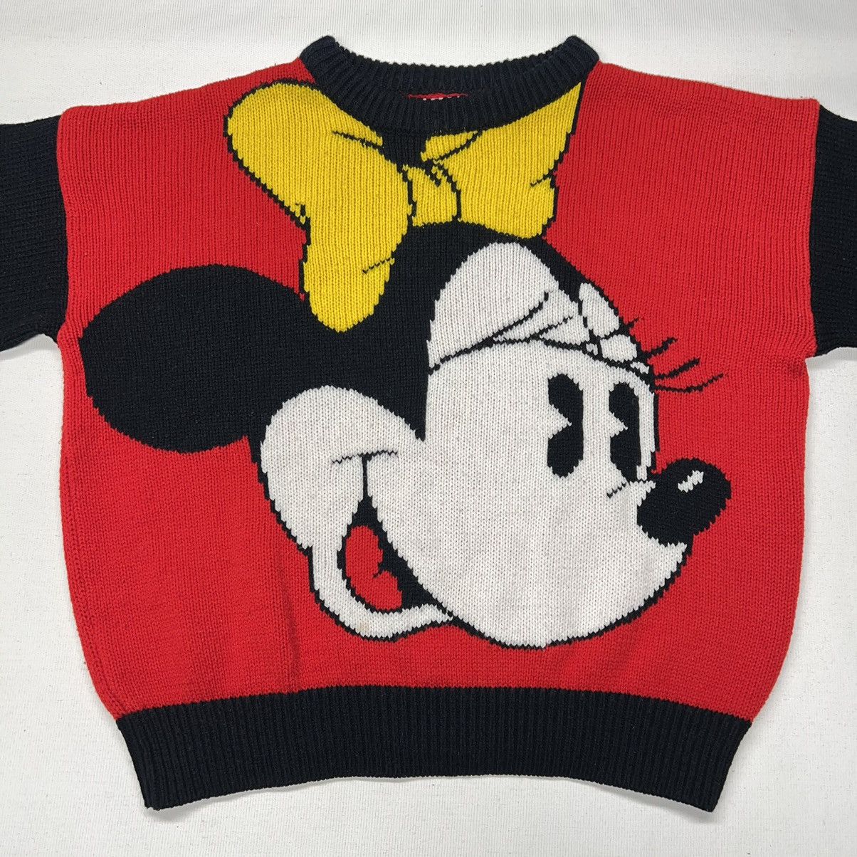 Disney × Mickey Mouse × Vintage VTG Mickey & Co Sweater Minnie Mouse Disney Red Knit Striped Size S / US 4 / IT 40 - 2 Thumbnail