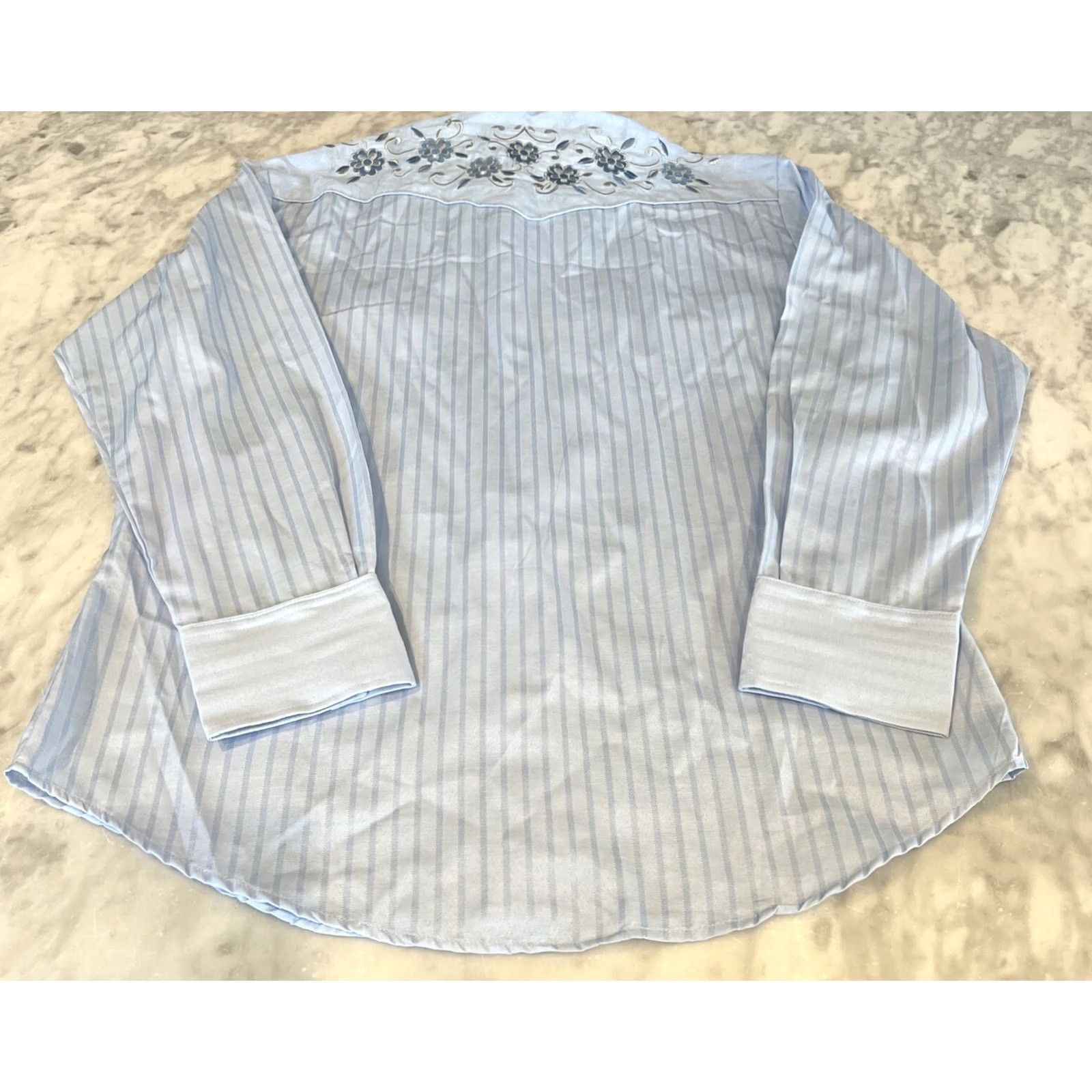 Roper Roper Western Shirt Men L Blue Striped Embroidered Pearl Snap Long Sleeve Button-Up Size US L / EU 52-54 / 3 - 7 Thumbnail